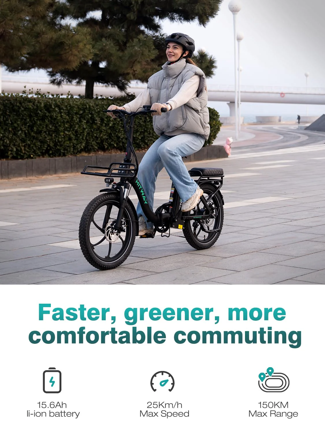 HITWAY E Bike BK6SL1-36V15.6Ah mit 250W Motor, Elektrofahrrad 20 Zoll, 70-150km Reichweite, 7-Gang, APP-Steuerung, faltbar, IP54 wasserdicht Pedelec - Image 3