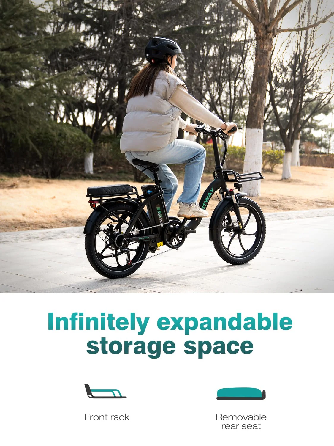 HITWAY E Bike BK6SL1-36V15.6Ah mit 250W Motor, Elektrofahrrad 20 Zoll, 70-150km Reichweite, 7-Gang, APP-Steuerung, faltbar, IP54 wasserdicht Pedelec - Image 4