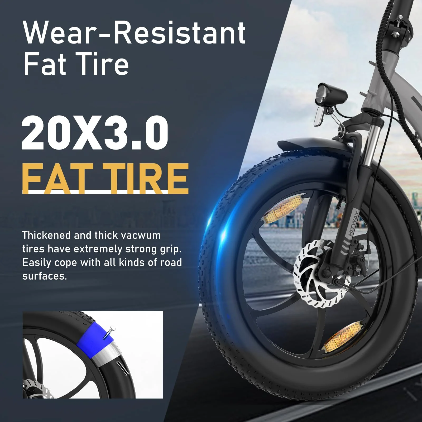 HITWAY E Bike Elektrofahrrad E-Bike Klapprad20 Fat Tire E-Fahrrad klapprad,12Ah Lithium-Akku,für Lange Reichweite bis 35-90km, Off-Road Mountainbike mit 7 Gängen,City E-Bike Herren Damen BK6S 2025 - Image 4