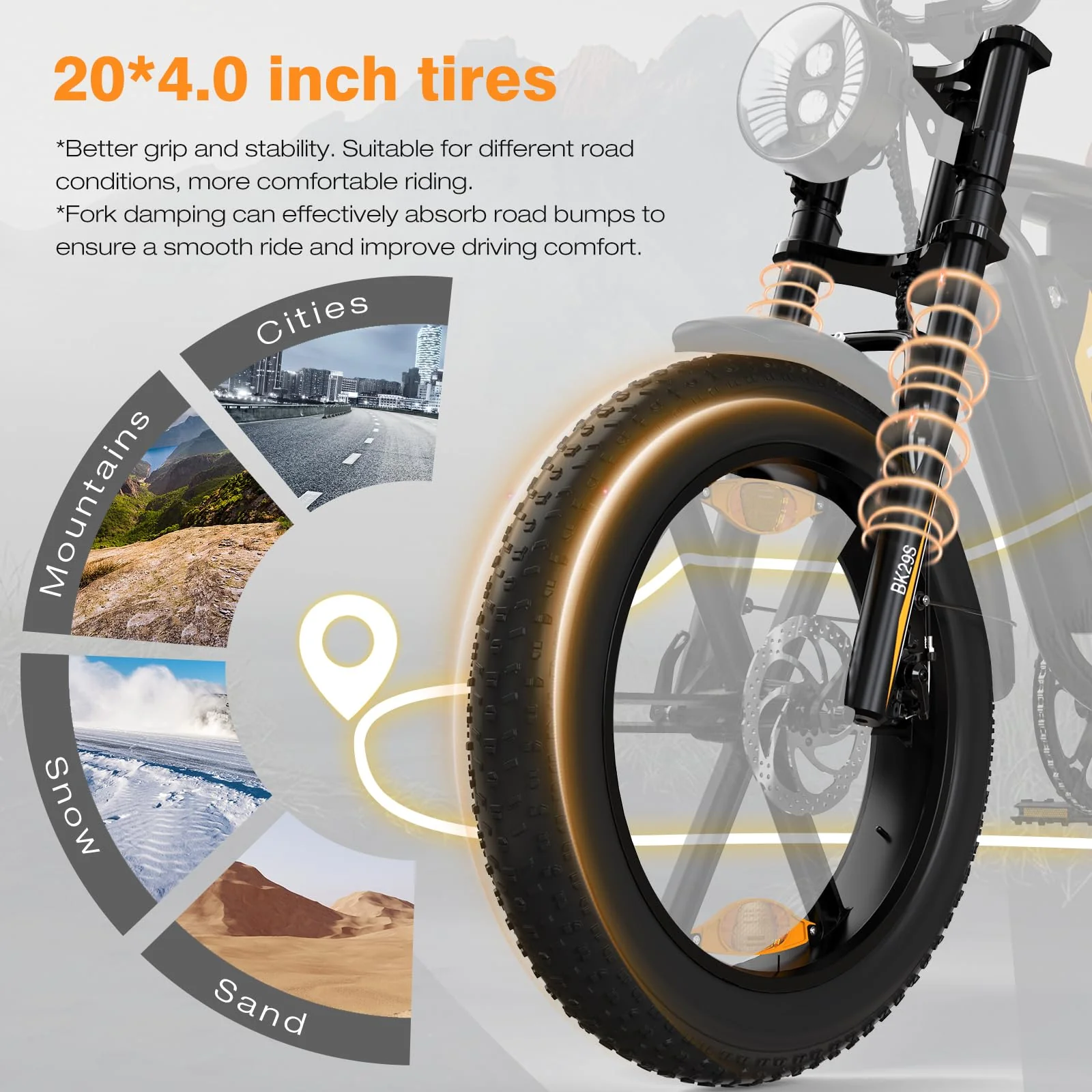 HITWAY E Bike Elektrofahrrad für Erwachsene 20 Zoll 4.0 Breitreifen Ebikes, 48V 15Ah/2 * 13Ah Akku Mountain E-MTB Fahrrad,7 Gang zum Pendeln,bis 45-150km - Image 5