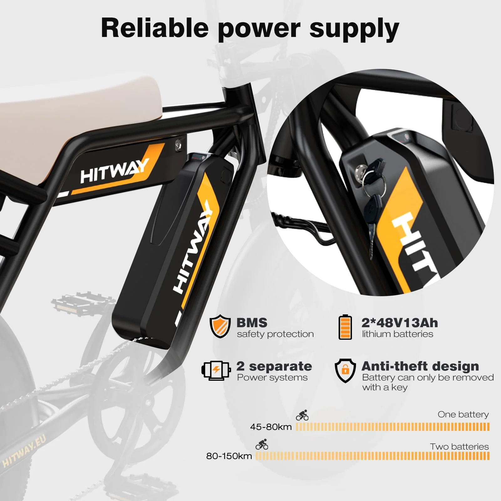 HITWAY E Bike Elektrofahrrad für Erwachsene 20 Zoll 4.0 Breitreifen Ebikes, 48V 15Ah/2 * 13Ah Akku Mountain E-MTB Fahrrad,7 Gang zum Pendeln,bis 45-150km - Image 6