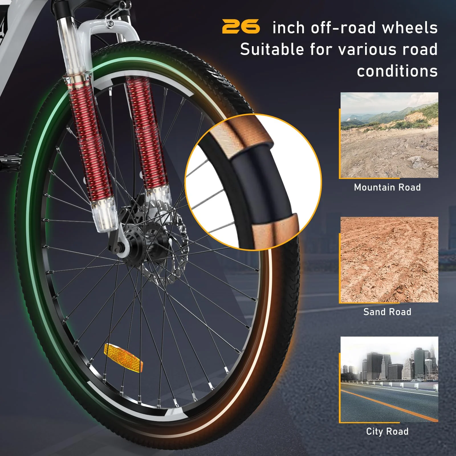 HITWAY E-Bikes, 26 Zoll E Bike Herren Damen mit Abnehmbarer 36V 12Ah Akku, 250W Motor MTB, E-Mountainbike mit 7 Gang, Elektrofahrrad Reichweite bis zu 35-90KM - Image 7