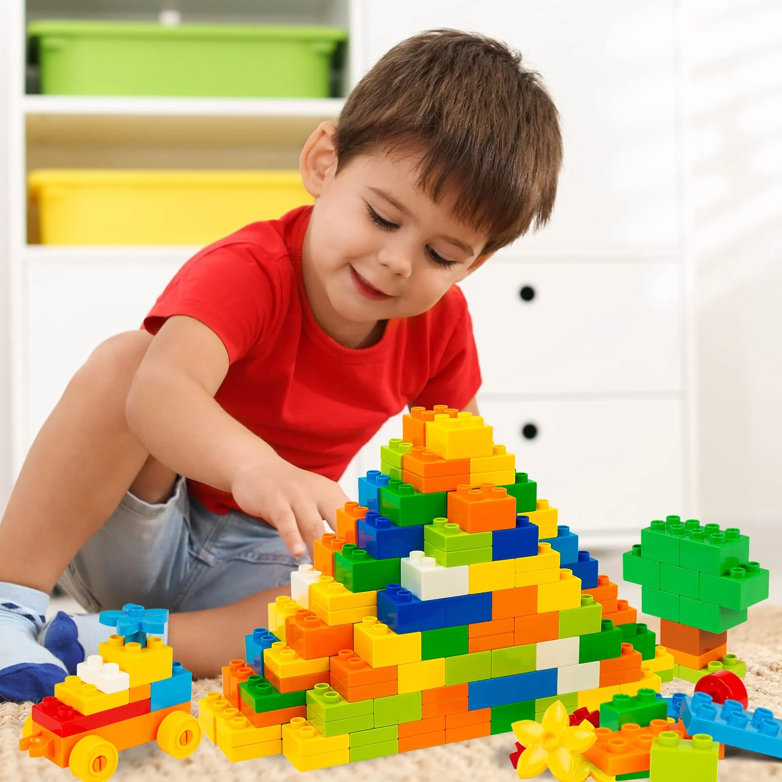 Hiume Groß Bausteine, 240 Stück Steinebox , Kompatibel mit duplo Steinen und Allen Großen Marken, STEM Spielzeug ab 2 3 4 5 Jahre, Kreatives Lernspielzeug für Jungen und Mädchen - Image 2