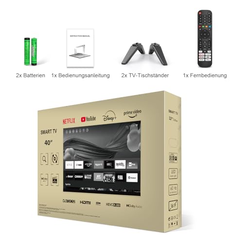 HKC H40Q1F-V Smart TV 40 Zoll (100cm) FHD LED Fernseher mit WLAN, Triple Tuner (DVB-T/T2, DVB-C, DVB-S/S2), AirPlay, App Store, HDMI, USB, CI/CI+, Netflix, YouTube und mehr - Image 7