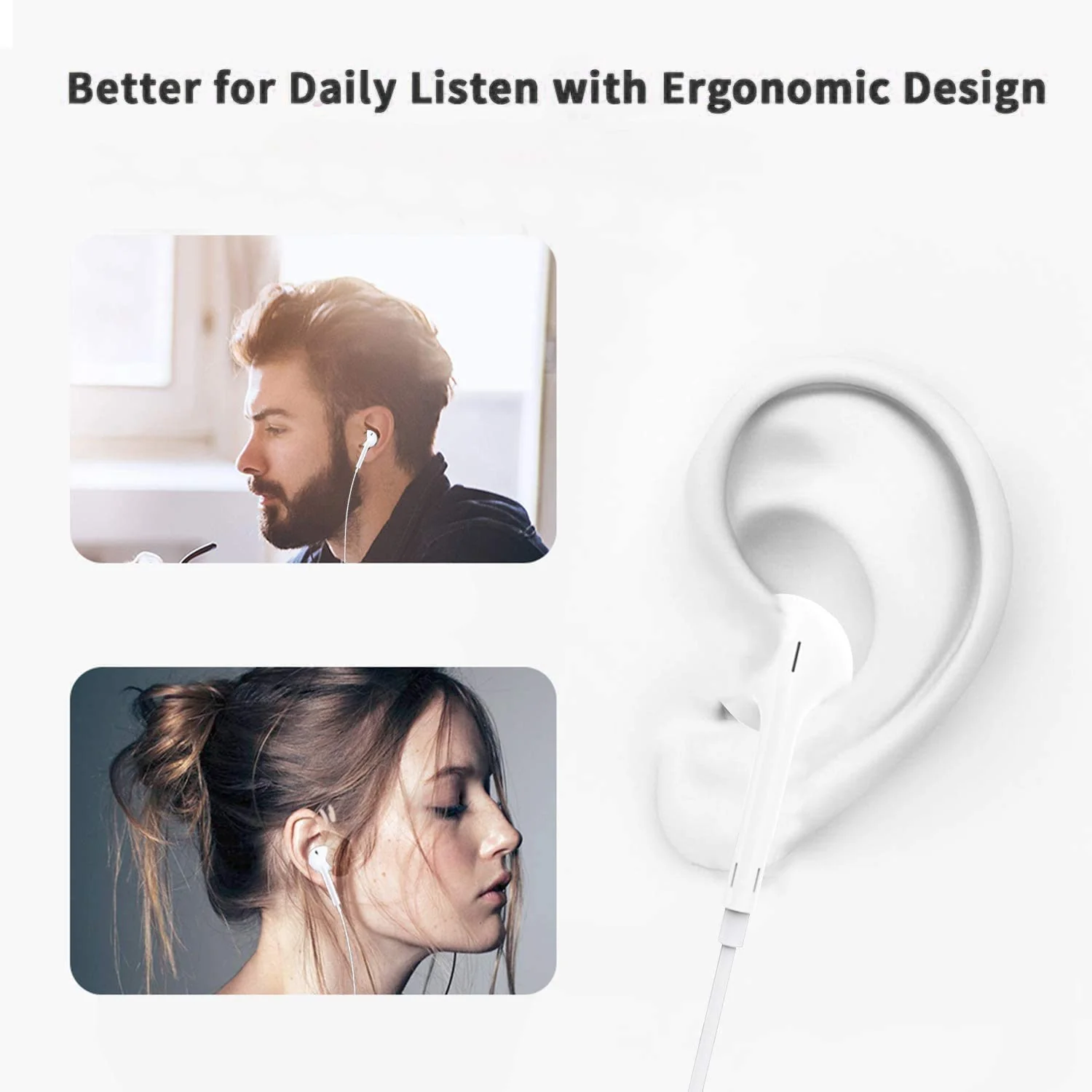 Hlshing In-Ear Kopfhörer für iPhone, Kopfhörer HiFi Audio Stereo, mit Mikrofon und Lautstärkeregler, kompatibel mit iPhone 14 Pro Max/13/13 Pro/12 Pro Max/12 Mini/SE/11/X/XS Max/XR/8/7 Plus - Image 4