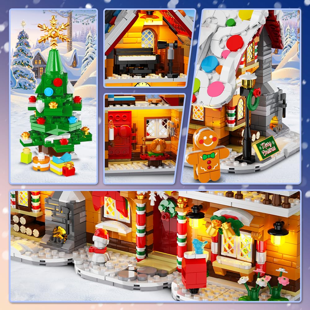 HOGOKIDS Adventskalender 2025 Lebkuchenhaus Mini Bauspielzeug mit Lichtern, 24-Tage Weihnachten Countdown 3 Stil Weihnachtsdorf klemmbausteine Geschenk für Erwachsene Kinder Mädchen Jungen ab 10+ - Image 4