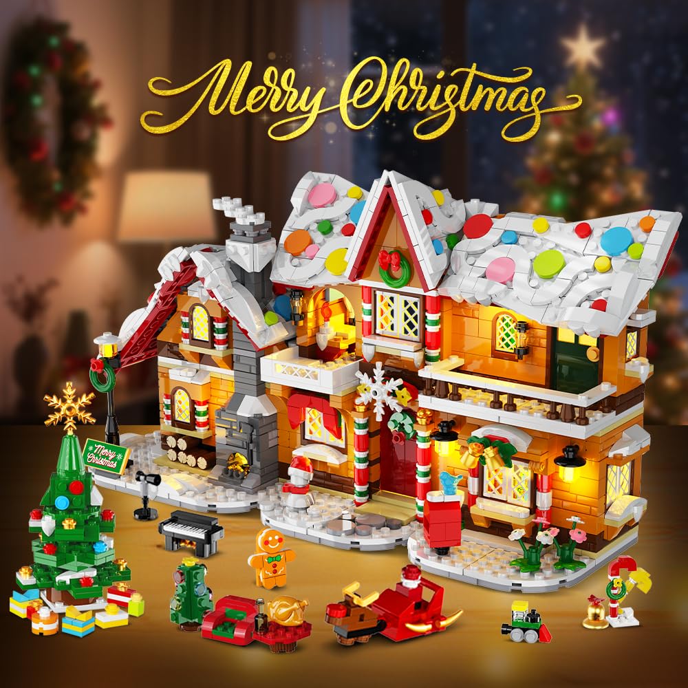 HOGOKIDS Adventskalender 2025 Lebkuchenhaus Mini Bauspielzeug mit Lichtern, 24-Tage Weihnachten Countdown 3 Stil Weihnachtsdorf klemmbausteine Geschenk für Erwachsene Kinder Mädchen Jungen ab 10+ - Image 5