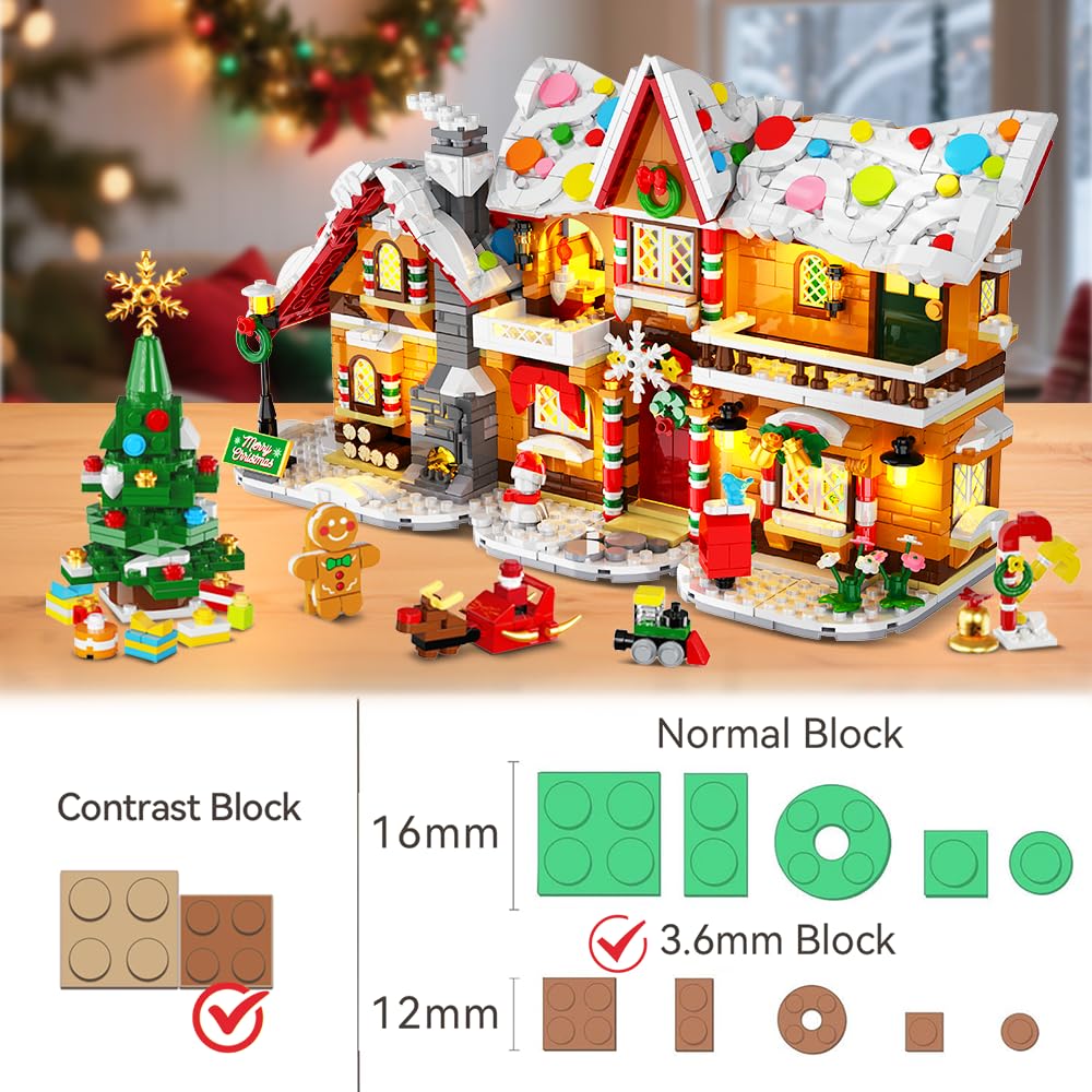 HOGOKIDS Adventskalender 2025 Lebkuchenhaus Mini Bauspielzeug mit Lichtern, 24-Tage Weihnachten Countdown 3 Stil Weihnachtsdorf klemmbausteine Geschenk für Erwachsene Kinder Mädchen Jungen ab 10+ - Image 6