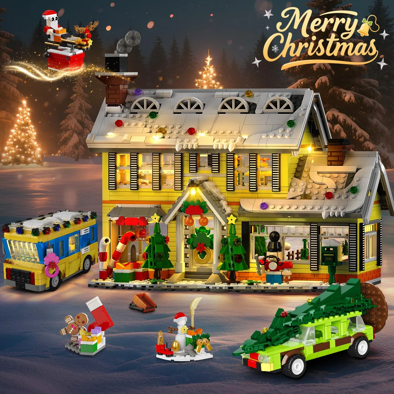 HOGOKIDS Adventskalender 2025 Weihnachts Bauspielzeug mit Licht, 24 Tage-Weihnachts Countdown Haus, Mini-Baustein-Set, Weihnachtsspielzeug Geschenk für Erwachsene Kinder Mädchen Jungen ab 12 Jahren - Image 2