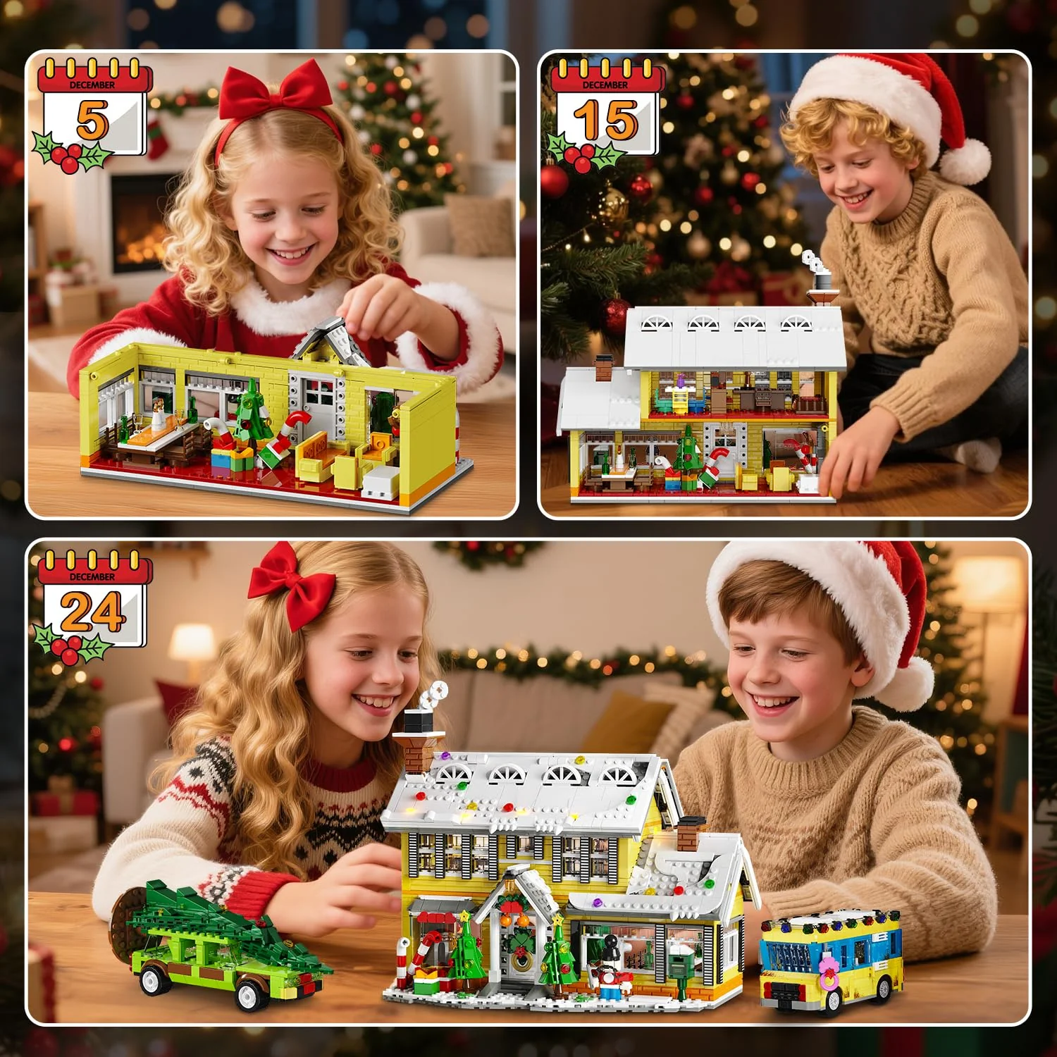 HOGOKIDS Adventskalender 2025 Weihnachts Bauspielzeug mit Licht, 24 Tage-Weihnachts Countdown Haus, Mini-Baustein-Set, Weihnachtsspielzeug Geschenk für Erwachsene Kinder Mädchen Jungen ab 12 Jahren - Image 7