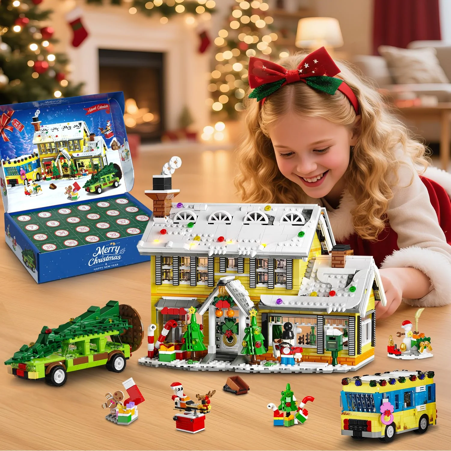 HOGOKIDS Adventskalender 2025 Weihnachts Bauspielzeug mit Licht, 24 Tage-Weihnachts Countdown Haus, Mini-Baustein-Set, Weihnachtsspielzeug Geschenk für Erwachsene Kinder Mädchen Jungen ab 12 Jahren - Image 8