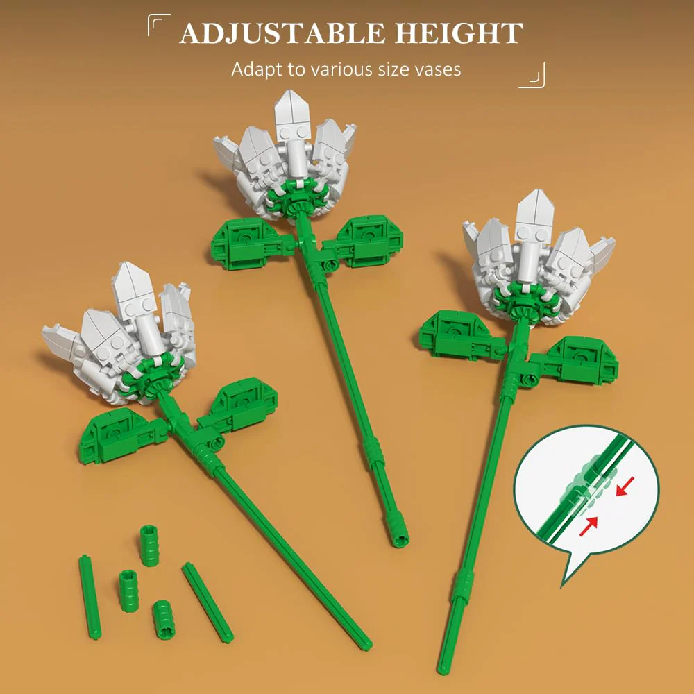 HOGOKIDS Blumen Bauset für Mädchen ab 8+ Jahren - 18 Blume Blumenstrauß Bausteine, 1464 Teilige Kunstblumen Pflanzen Bausatz, Botanik Kollektion Haushalt Deko, Kreatives Geschenk für Kinder Erwachsene - Image 3