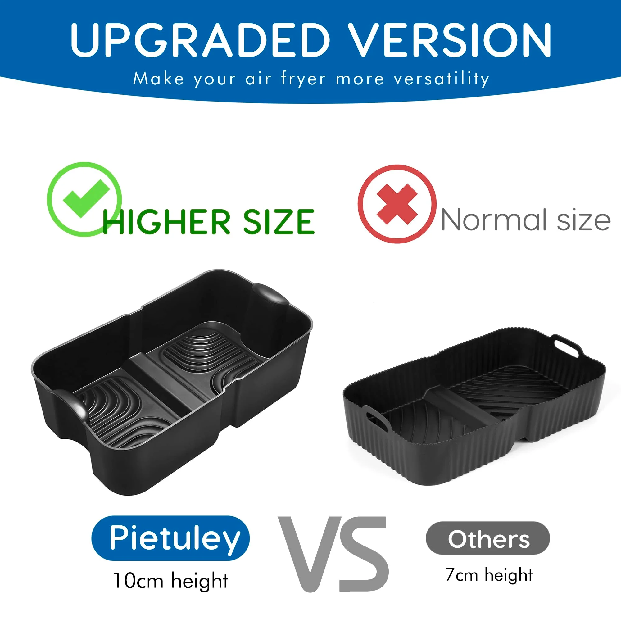 Höheres Ninja Heißluftfritteuse Zubehör für Ninja Foodi Flexdrawer 10,4 L AF500DE, COSORI Heißluftfritteuse Zubehör 10L Silikonform, Airfryer Zubehör für Ninja AF500EU AF500EUCP (3 Stück, Schwarz) - Image 2