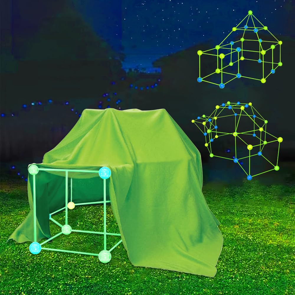höhle Bauen Kinder,155PCS Im Dunkeln Leuchtendes Creative forts kit,DIY höhle konstruktionsspielzeug für 3 4 5 6 7 8 9 Jahre alt Junge & Mädchen,Indoor Outdoor bauspielzeug