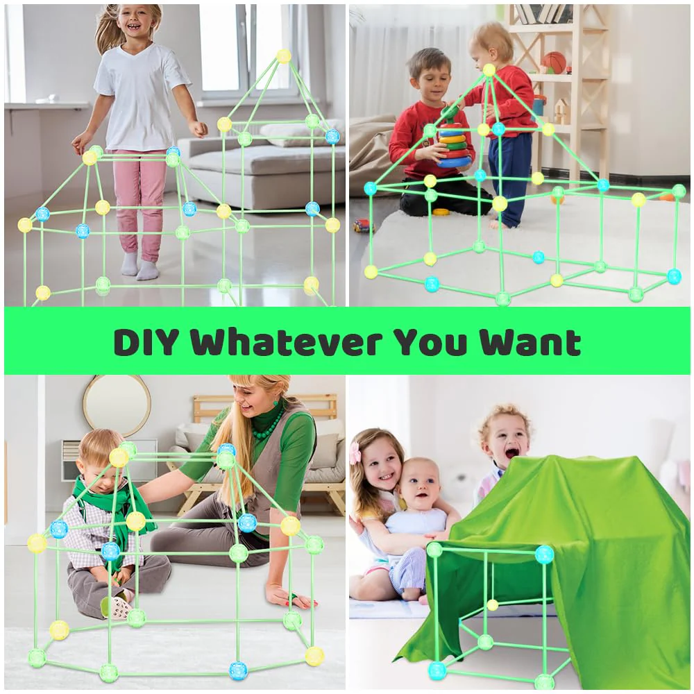 höhle Bauen Kinder,155PCS Im Dunkeln Leuchtendes Creative forts kit,DIY höhle konstruktionsspielzeug für 3 4 5 6 7 8 9 Jahre alt Junge & Mädchen,Indoor Outdoor bauspielzeug - Image 4