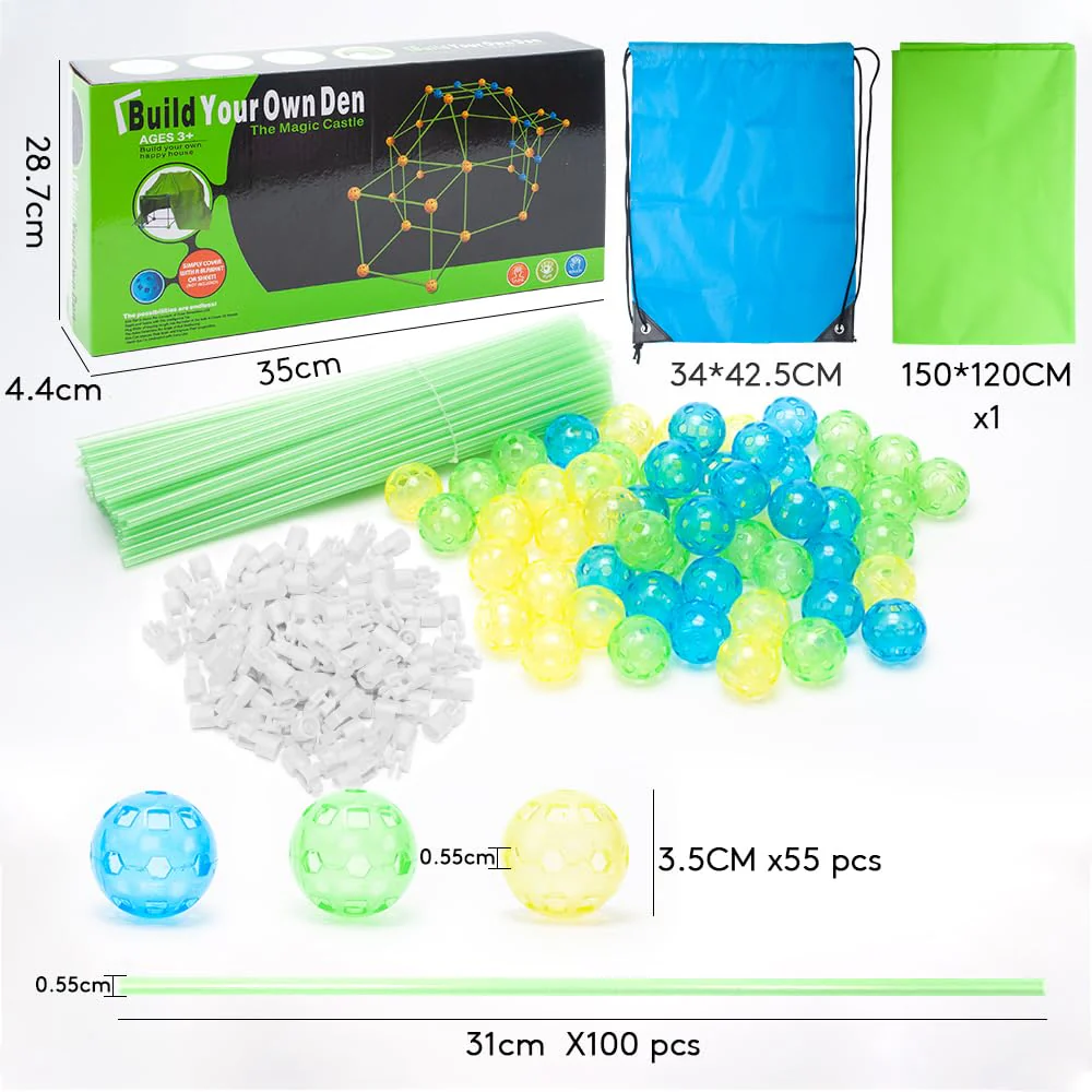 höhle Bauen Kinder,155PCS Im Dunkeln Leuchtendes Creative forts kit,DIY höhle konstruktionsspielzeug für 3 4 5 6 7 8 9 Jahre alt Junge & Mädchen,Indoor Outdoor bauspielzeug - Image 6