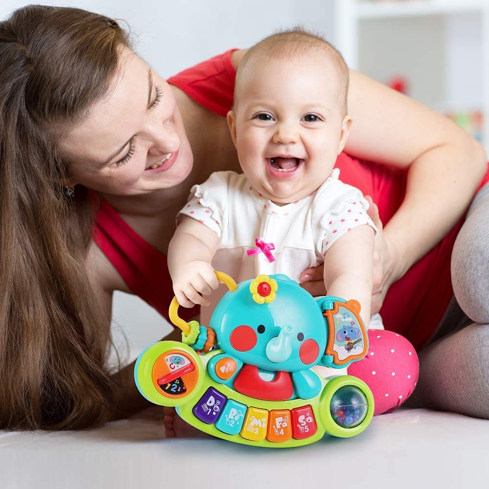 HOLA Baby Spielzeug 6 Monate Musikspielzeug, Elefant Spielzeug Klavier Motorikspielzeug mit Licht & Klang Kinder Keyboard ab 1 Jahr Mädchen Jungen Englische Version - Image 2