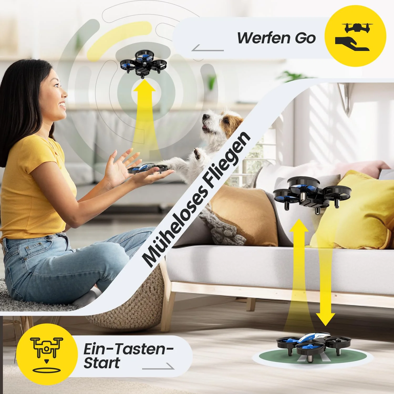 Holy Stone HS210 Mini Drohne für Kinder,RC Quadrocopter Nano Drone mit 3 Akkus 21 Min. Lange Flugzeit, Auto Höhenhaltung, 360° Rollen, Kopfloss Modus, One Key Start Indoor Geschenk Anfänger,Blau,C0 - Image 10