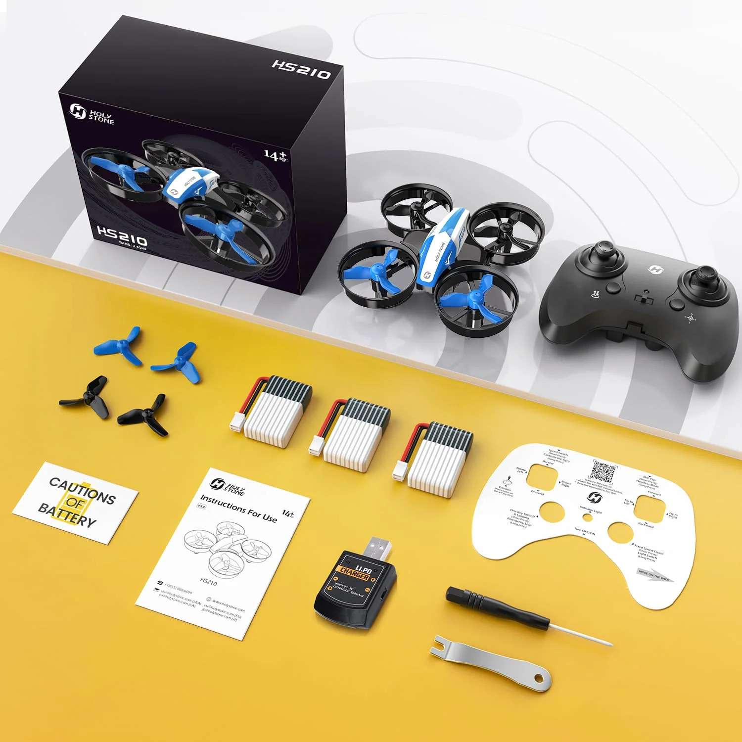 Holy Stone HS210 Mini Drohne für Kinder,RC Quadrocopter Nano Drone mit 3 Akkus 21 Min. Lange Flugzeit, Auto Höhenhaltung, 360° Rollen, Kopfloss Modus, One Key Start Indoor Geschenk Anfänger,Blau,C0 - Image 3