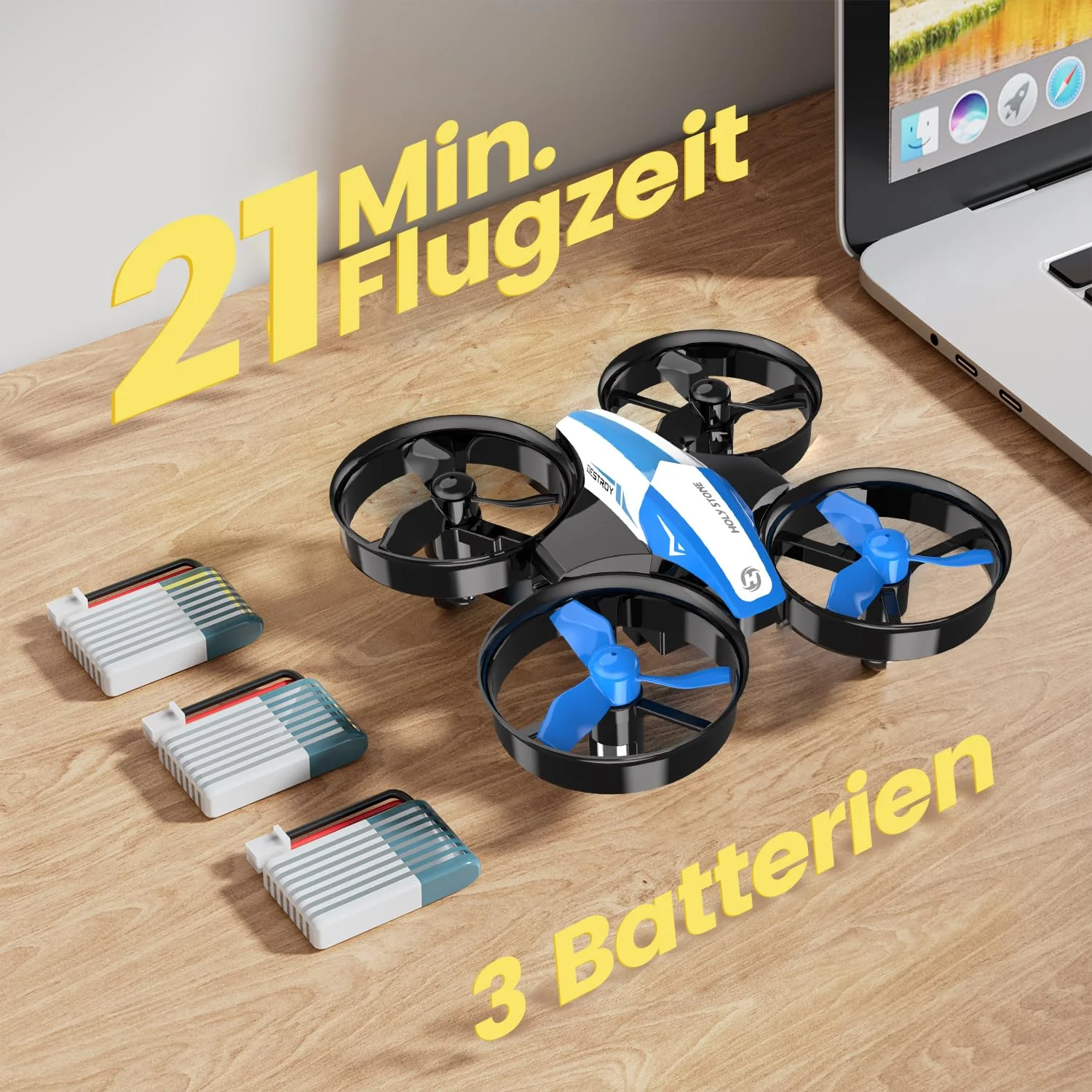 Holy Stone HS210 Mini Drohne für Kinder,RC Quadrocopter Nano Drone mit 3 Akkus 21 Min. Lange Flugzeit, Auto Höhenhaltung, 360° Rollen, Kopfloss Modus, One Key Start Indoor Geschenk Anfänger,Blau,C0 - Image 4