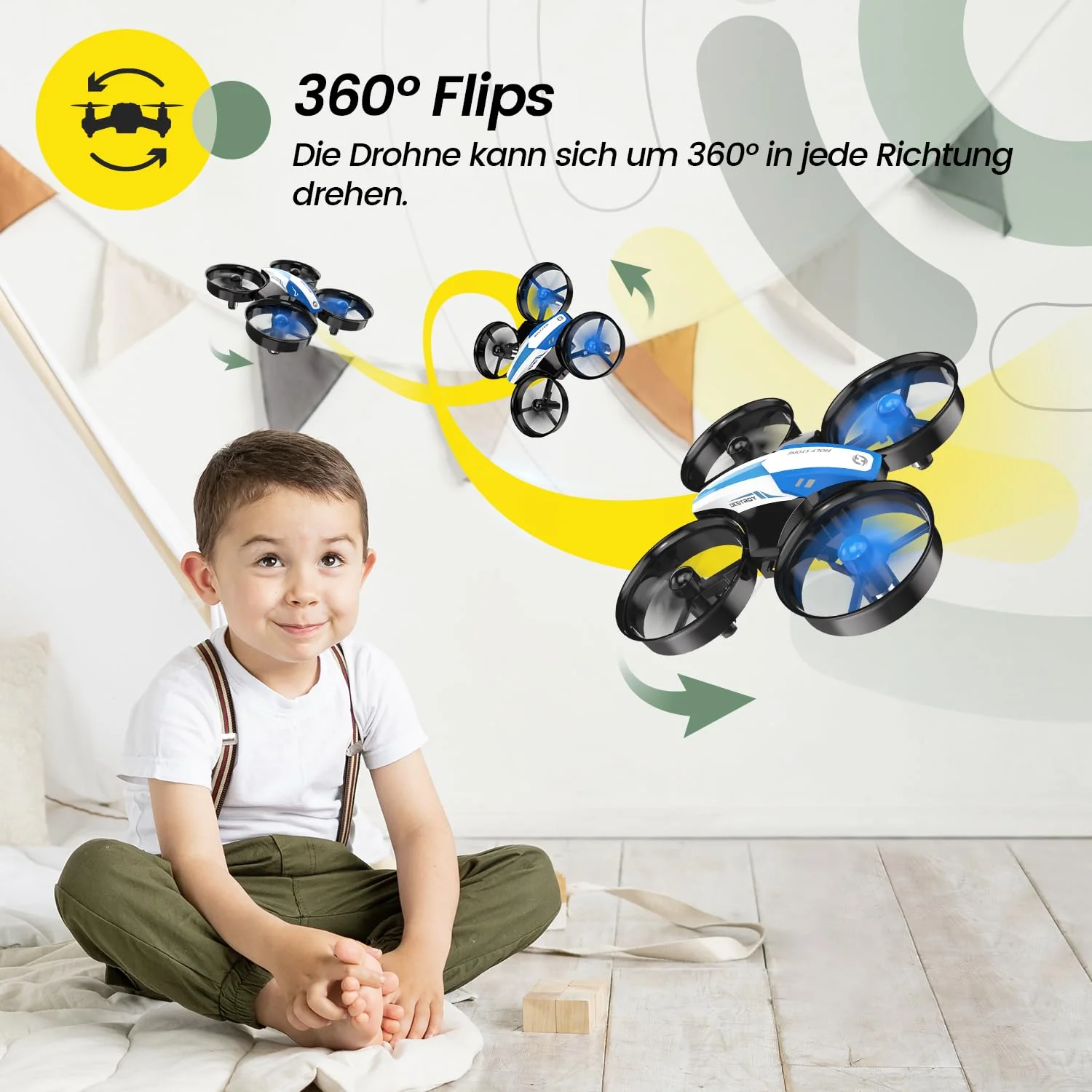 Holy Stone HS210 Mini Drohne für Kinder,RC Quadrocopter Nano Drone mit 3 Akkus 21 Min. Lange Flugzeit, Auto Höhenhaltung, 360° Rollen, Kopfloss Modus, One Key Start Indoor Geschenk Anfänger,Blau,C0 - Image 7