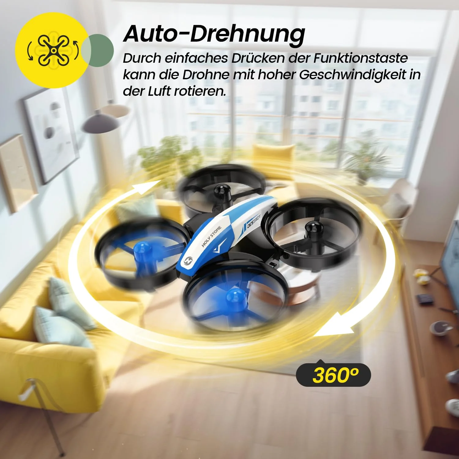 Holy Stone HS210 Mini Drohne für Kinder,RC Quadrocopter Nano Drone mit 3 Akkus 21 Min. Lange Flugzeit, Auto Höhenhaltung, 360° Rollen, Kopfloss Modus, One Key Start Indoor Geschenk Anfänger,Blau,C0 - Image 9
