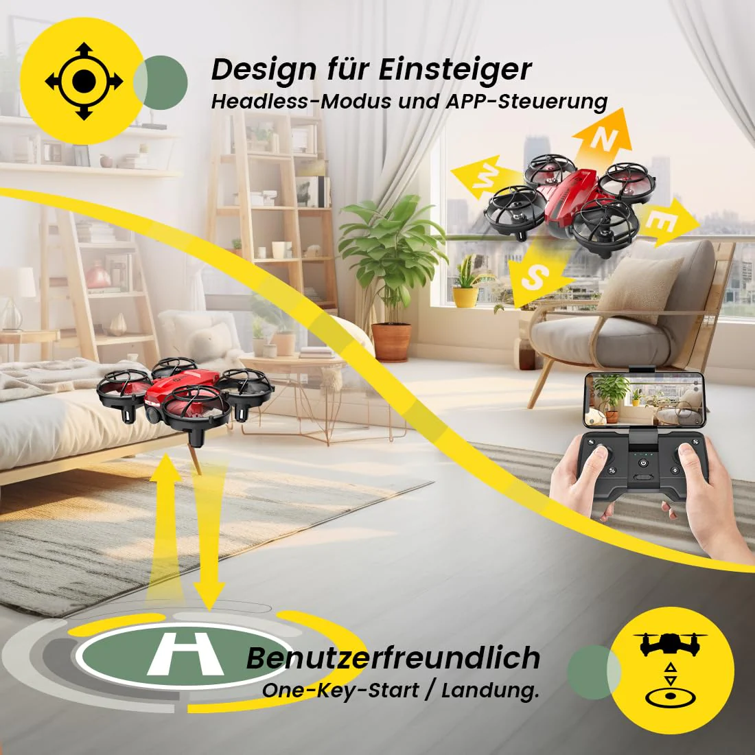 Holy Stone HS420 Mini Drohne mit HD 1080P Einstellbarer Kamera,mit 2 Steuerungsmodi,Not Aus,Umkreisen,360°Flip,Headless Modus,2 Geschwindigkeiten Geschenk für Anfänger Kinder,co - Image 3