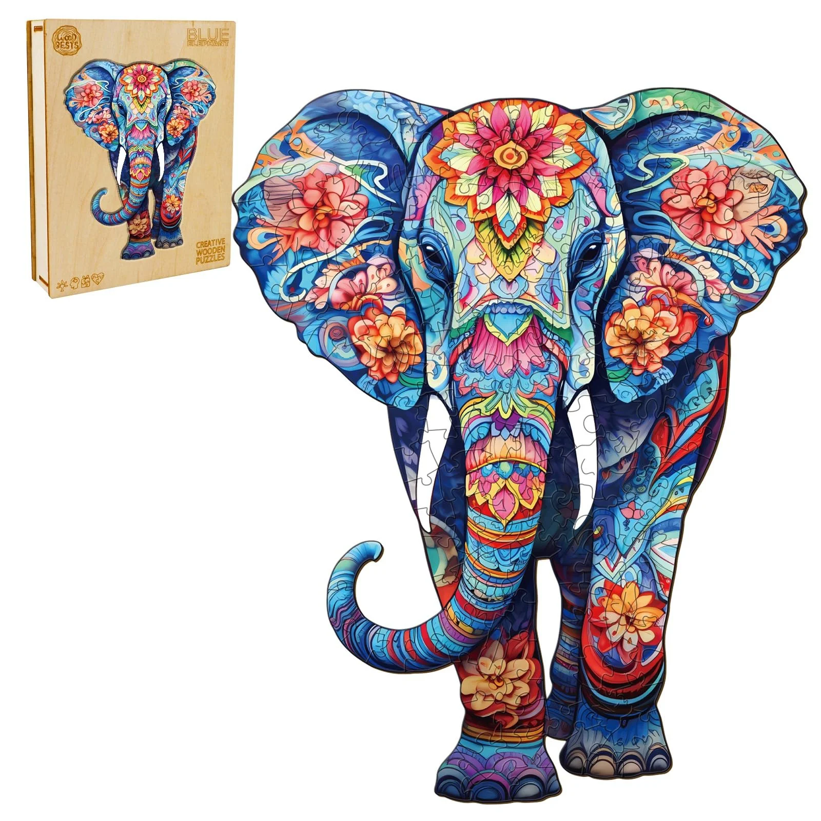 Holzpuzzle Erwachsene, 210 Teile Elefant Holz Puzzle Erwachsene, 27.3x34cm Wooden Puzzle, Unregelmäßige Einzigartige Puzzle, Holzpuzzle Tierform, Holz Puzzle Mit Geschenkbox Aus Holz - Image 5