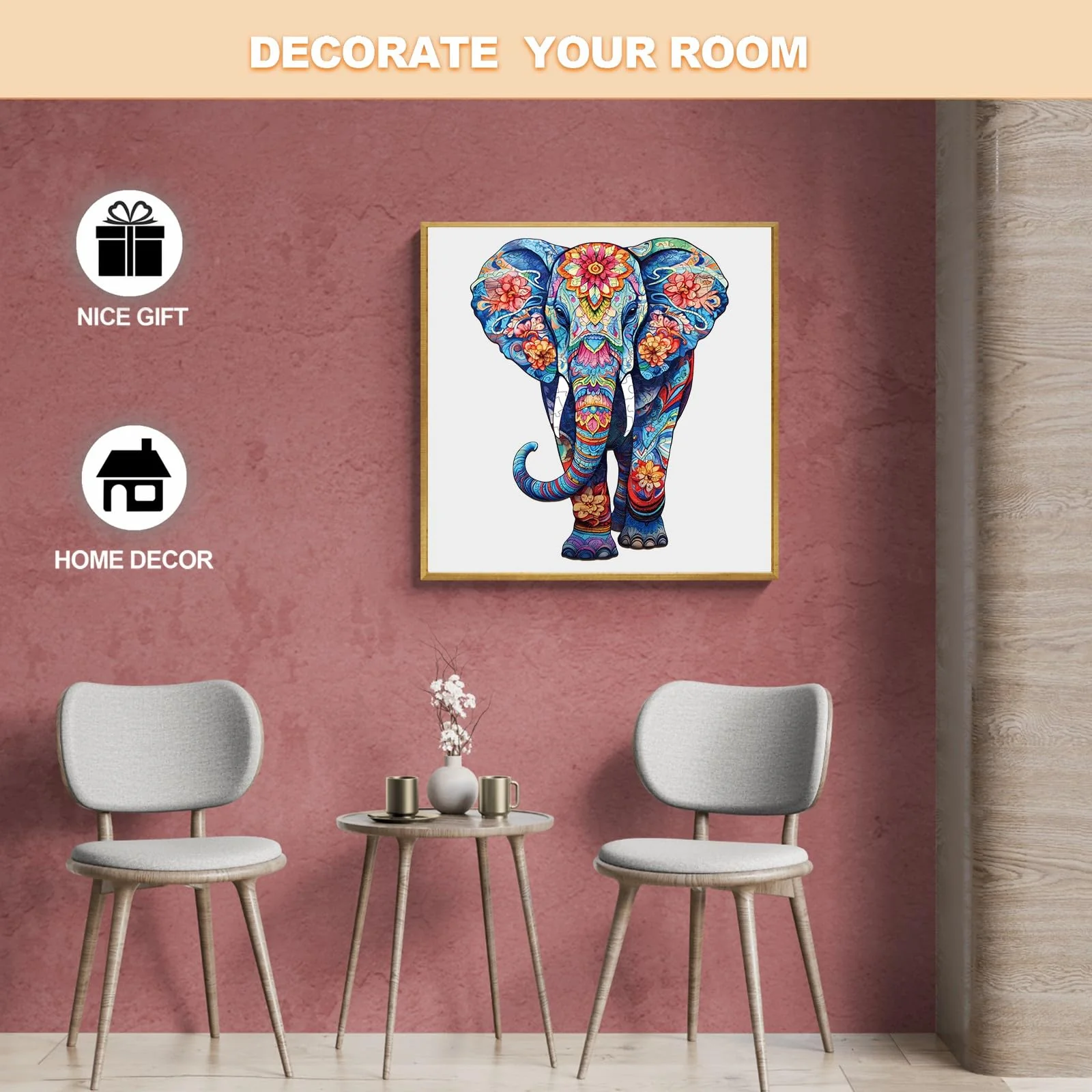 Holzpuzzle Erwachsene, 210 Teile Elefant Holz Puzzle Erwachsene, 27.3x34cm Wooden Puzzle, Unregelmäßige Einzigartige Puzzle, Holzpuzzle Tierform, Holz Puzzle Mit Geschenkbox Aus Holz - Image 7