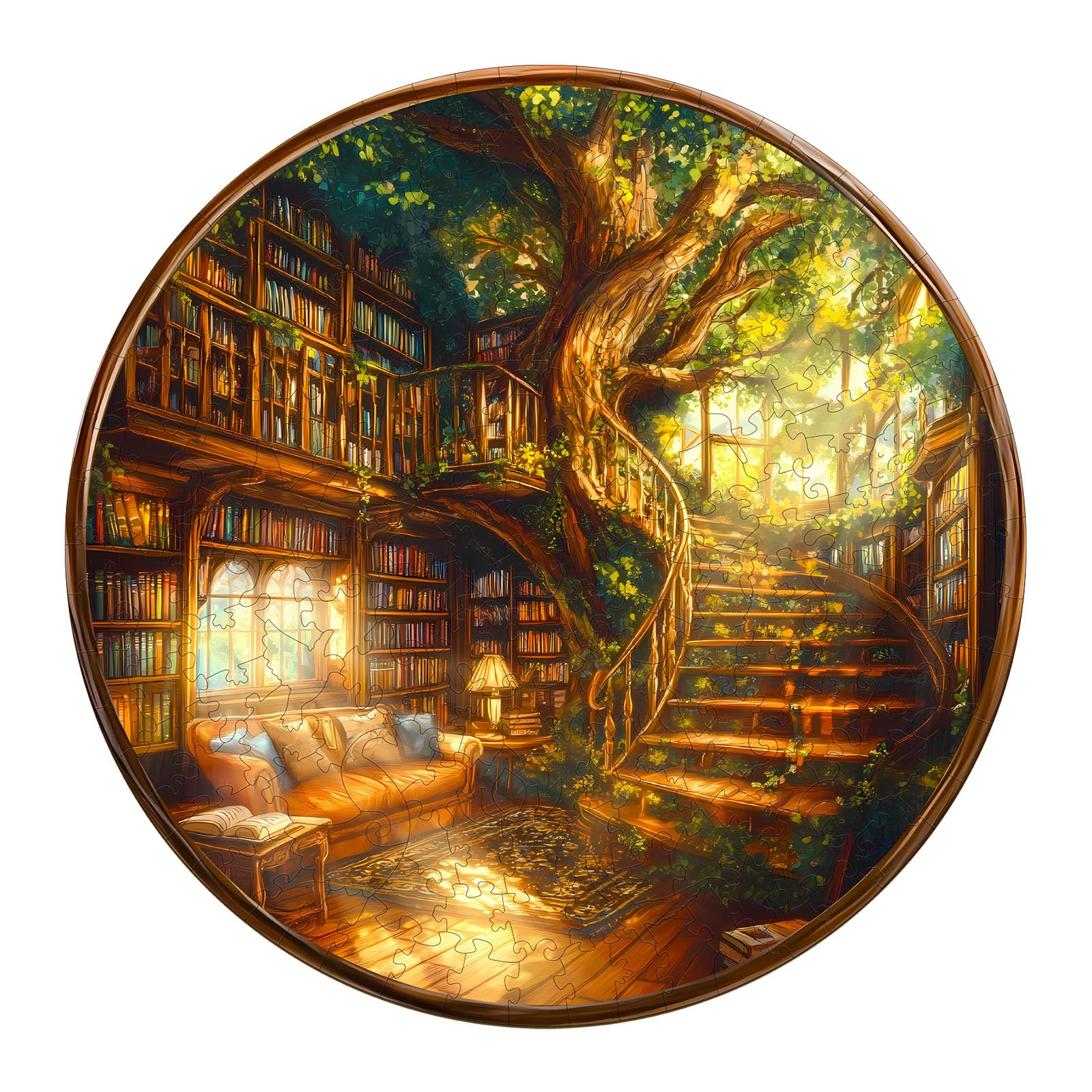Holzpuzzle Erwachsene, 300 Teile Bezaubernde Buchhandlung Holz Puzzle Erwachsen, Unregelmäßige Einzigartige Holzpuzzle Tierform, Weihnachts Geschenke für Familie Freunde (34x34cm)
