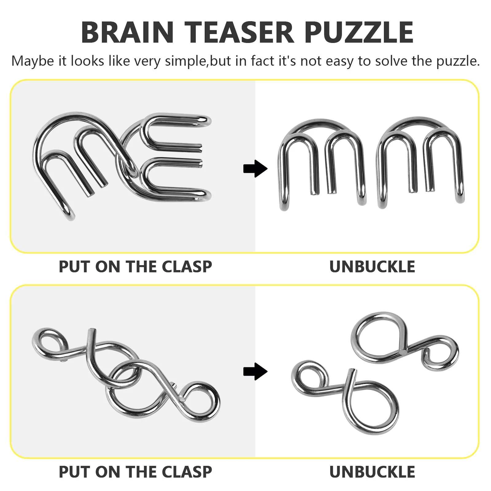 Holzsammlung 24 Stück Knobelspiele Metall, Metallpuzzle Metallknobellei Set IQ Spiele Geduldspiel Geschicklichkeitsspiel, Metal Puzzle Denkspiele Spielzeug Mini Geschenk für Erwachsene und Kinder - Image 4