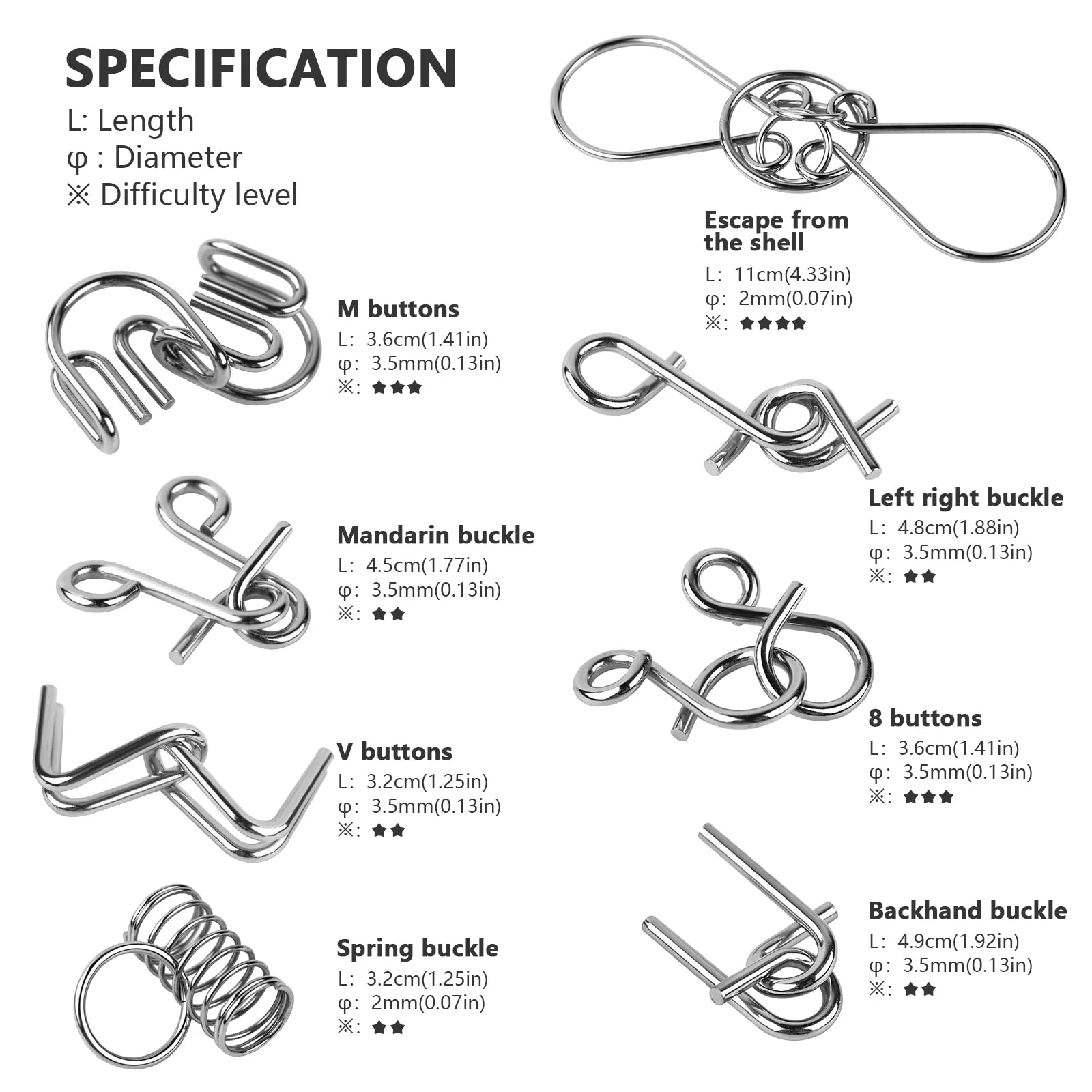 Holzsammlung 24 Stück Knobelspiele Metall, Metallpuzzle Metallknobellei Set IQ Spiele Geduldspiel Geschicklichkeitsspiel, Metal Puzzle Denkspiele Spielzeug Mini Geschenk für Erwachsene und Kinder - Image 5