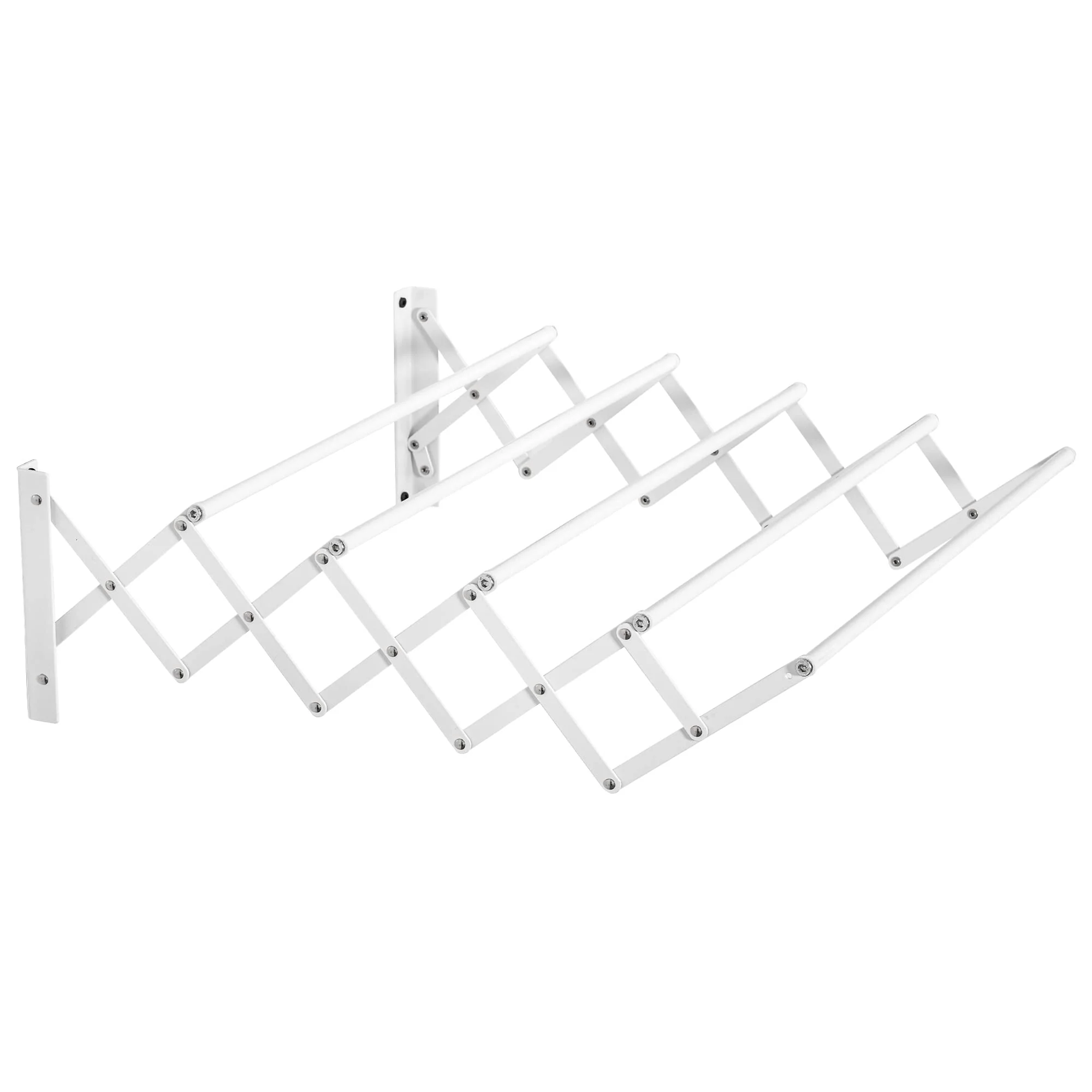 HOMCOM Wandtrockner Wäscheständer für Wandmontage Wandwäschetrockner ausziehbar klappbar platzsparender Wäschereck für kleine Haushalte für drinnen und draußen Metall Weiß 63,5 x 60 x 20 cm - Image 5