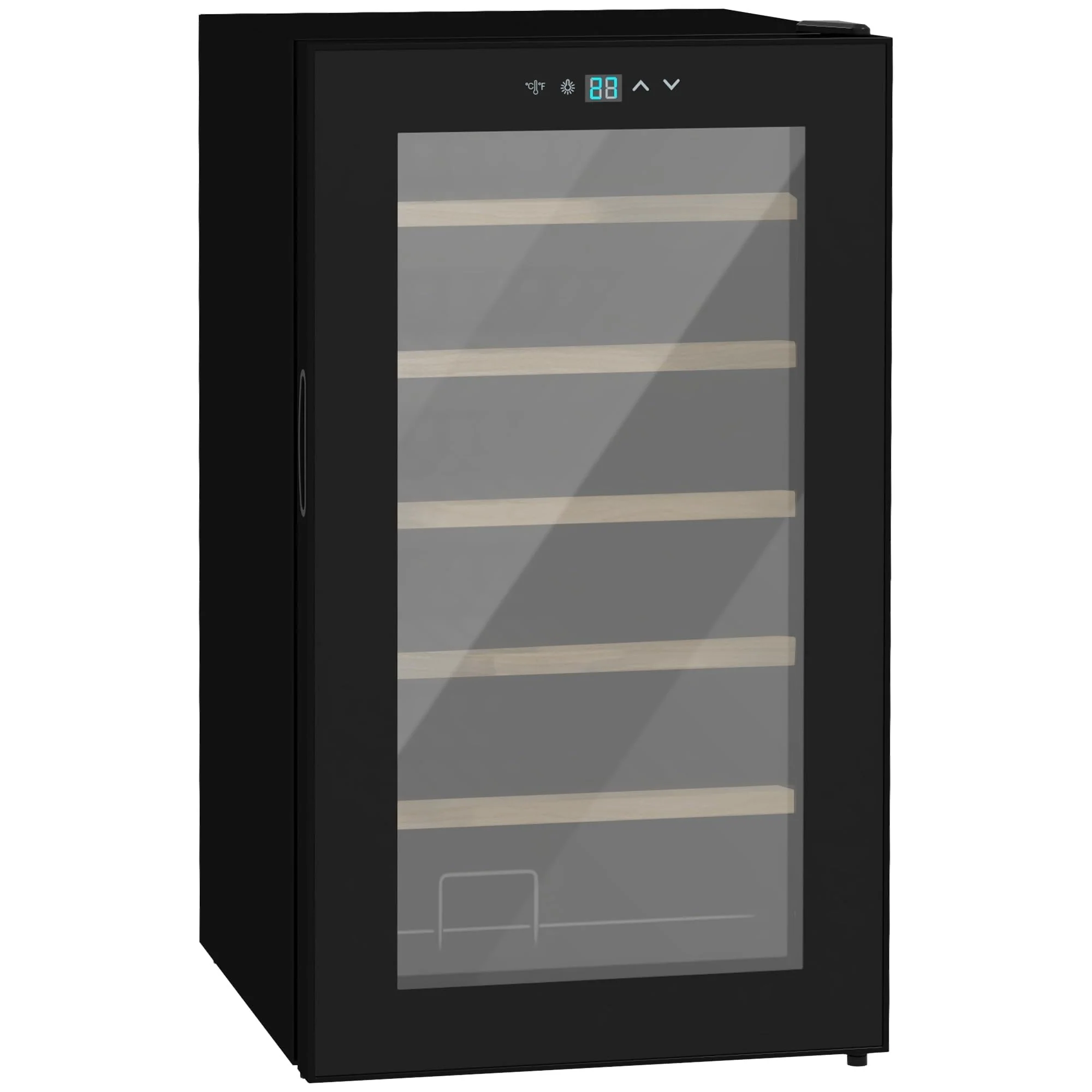 HOMCOM Weinkühlschrank, 65 L Getränkekühlschrank für 24 Flaschen, Weinklimaschrank, Flaschenkühlschrank mit Innenbeleuchtung, Touch, 5-20°C, Schwarz - Image 5
