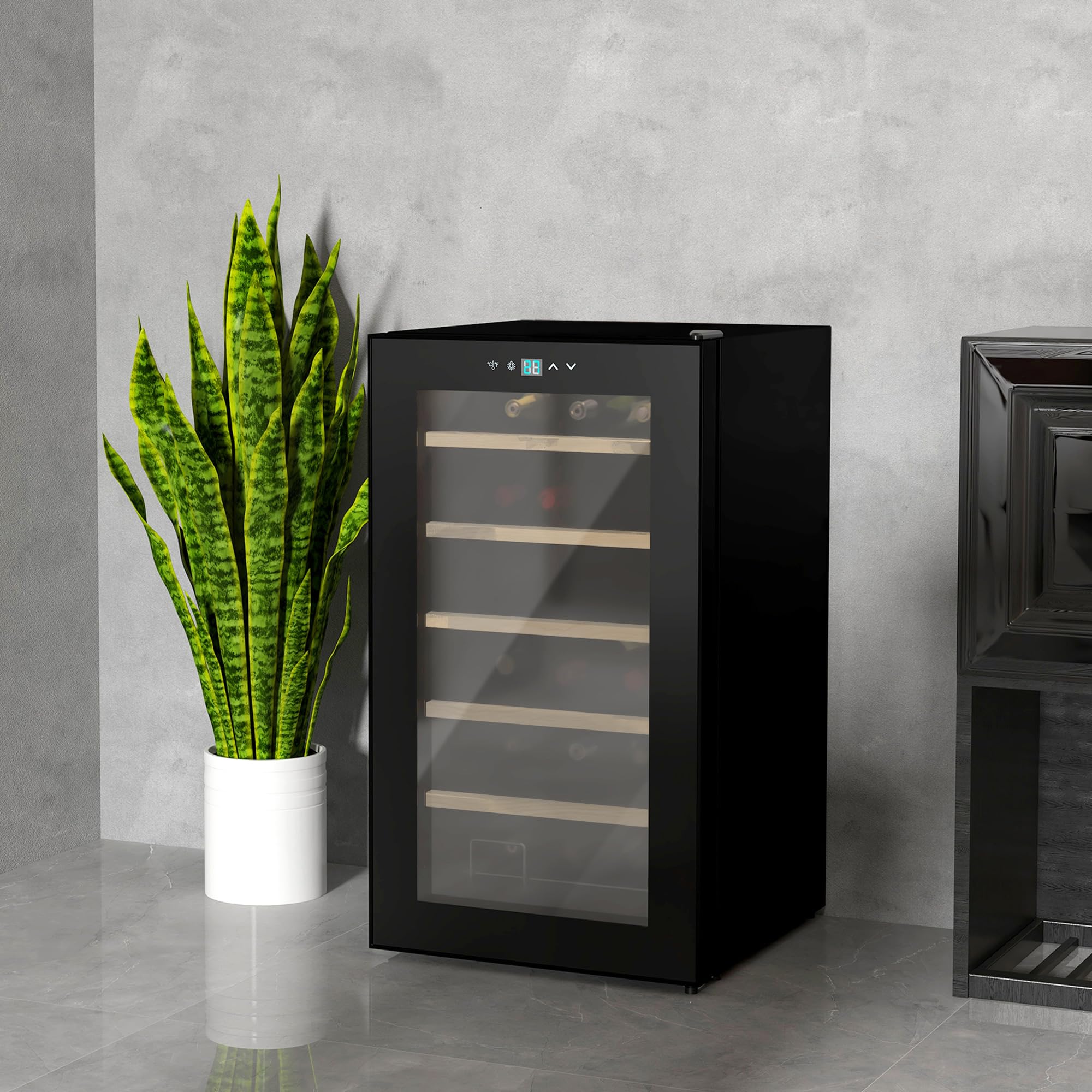HOMCOM Weinkühlschrank, 65 L Getränkekühlschrank für 24 Flaschen, Weinklimaschrank, Flaschenkühlschrank mit Innenbeleuchtung, Touch, 5-20°C, Schwarz - Image 7