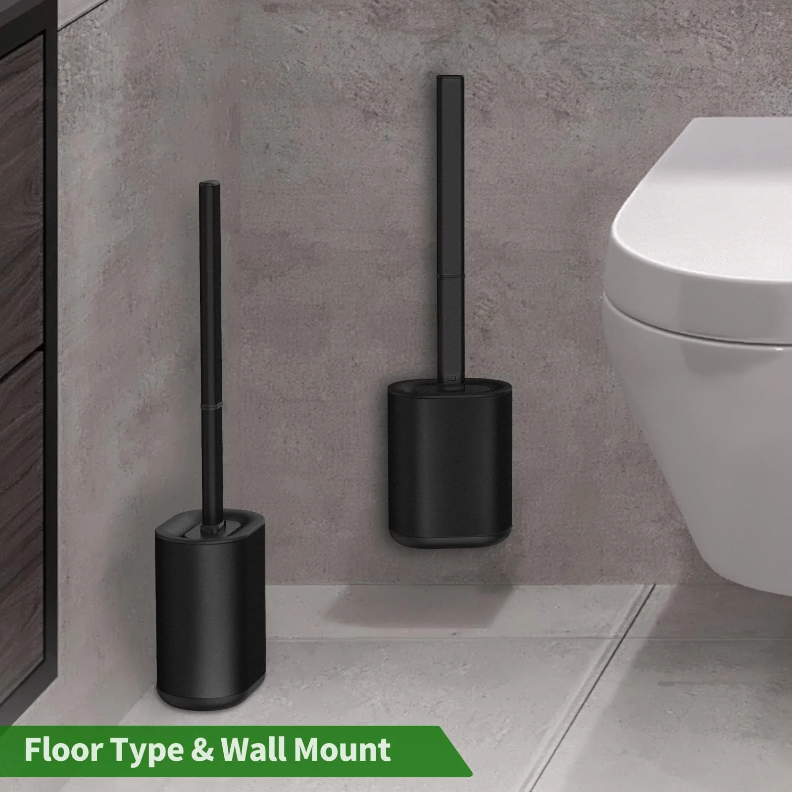 HOMEASY Klobürste Silikon Schwarz Toilettenbürste Edelstahl mit Edelstahlbehälter Flexiblen WC Bürste Silikon Set Klobürste mit Halter Wandmontage ohne Bohren & Stehen für Badezimmer - Image 6
