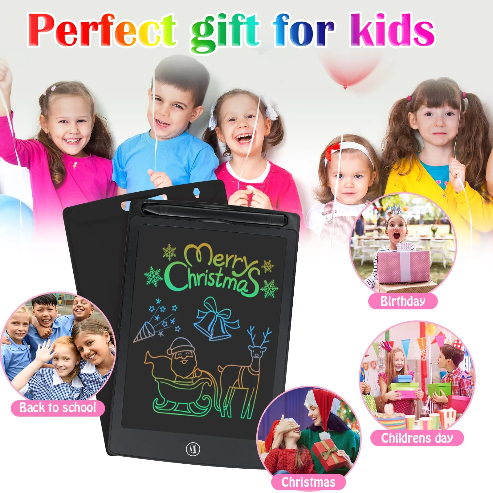HOMESTEC LCD Schreibtafel 8,5 Zoll, Schreibtafel Buntes Display Kinder Spielzeug für Notieren/Zeichnen, Optimaler Papierersatz, Kinderspielzeug ab 3 Jahre (Schwarz) - Image 5