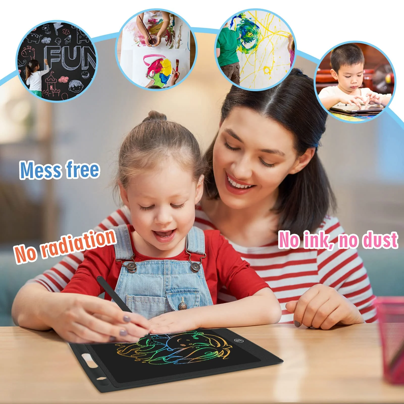 HOMESTEC LCD Schreibtafel 8,5 Zoll, Schreibtafel Buntes Display Kinder Spielzeug für Notieren/Zeichnen, Optimaler Papierersatz, Kinderspielzeug ab 3 Jahre (Schwarz) - Image 6