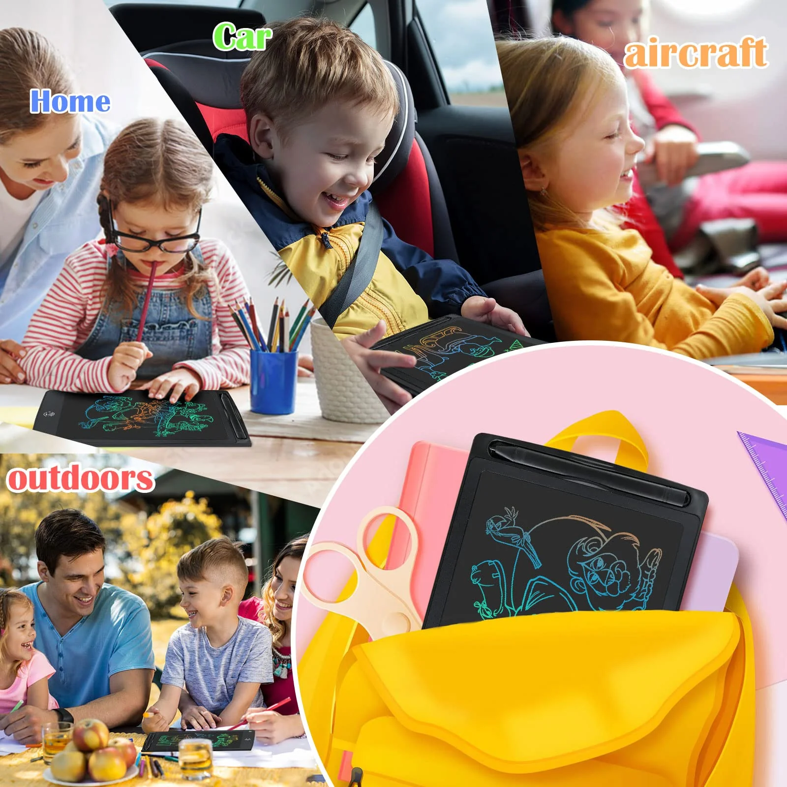 HOMESTEC LCD Schreibtafel 8,5 Zoll, Schreibtafel Buntes Display Kinder Spielzeug für Notieren/Zeichnen, Optimaler Papierersatz, Kinderspielzeug ab 3 Jahre (Schwarz) - Image 7