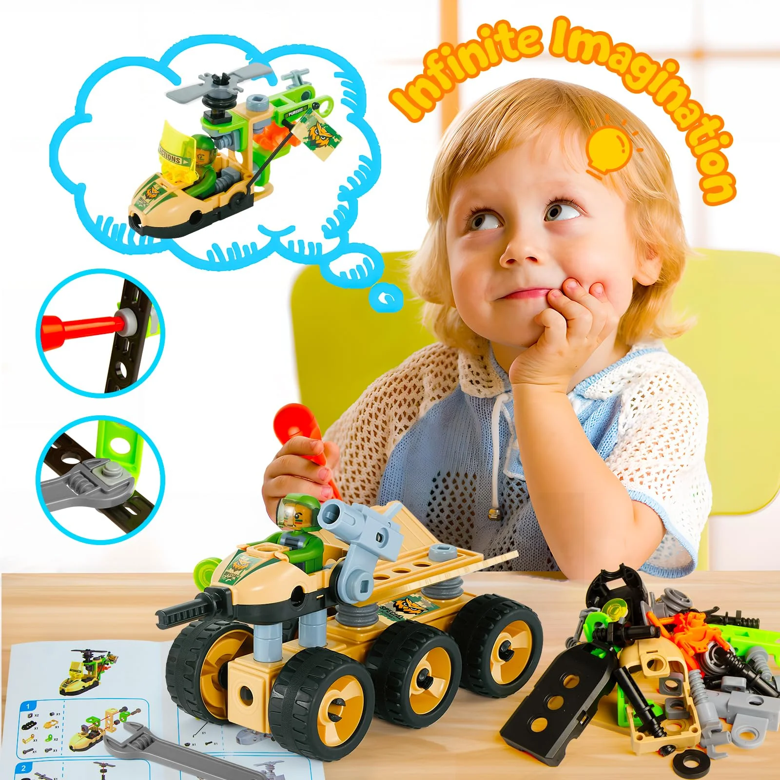 HOMETTER Dinosaurier Spielzeug, Konstruktionsspielzeug, Bauspielzeug Mint-Lernpaket für Vorschulkinder, Geburtstag Christms Idee Geschenk für Jungs Alter 5 6 7 8+ Jahre - Image 7