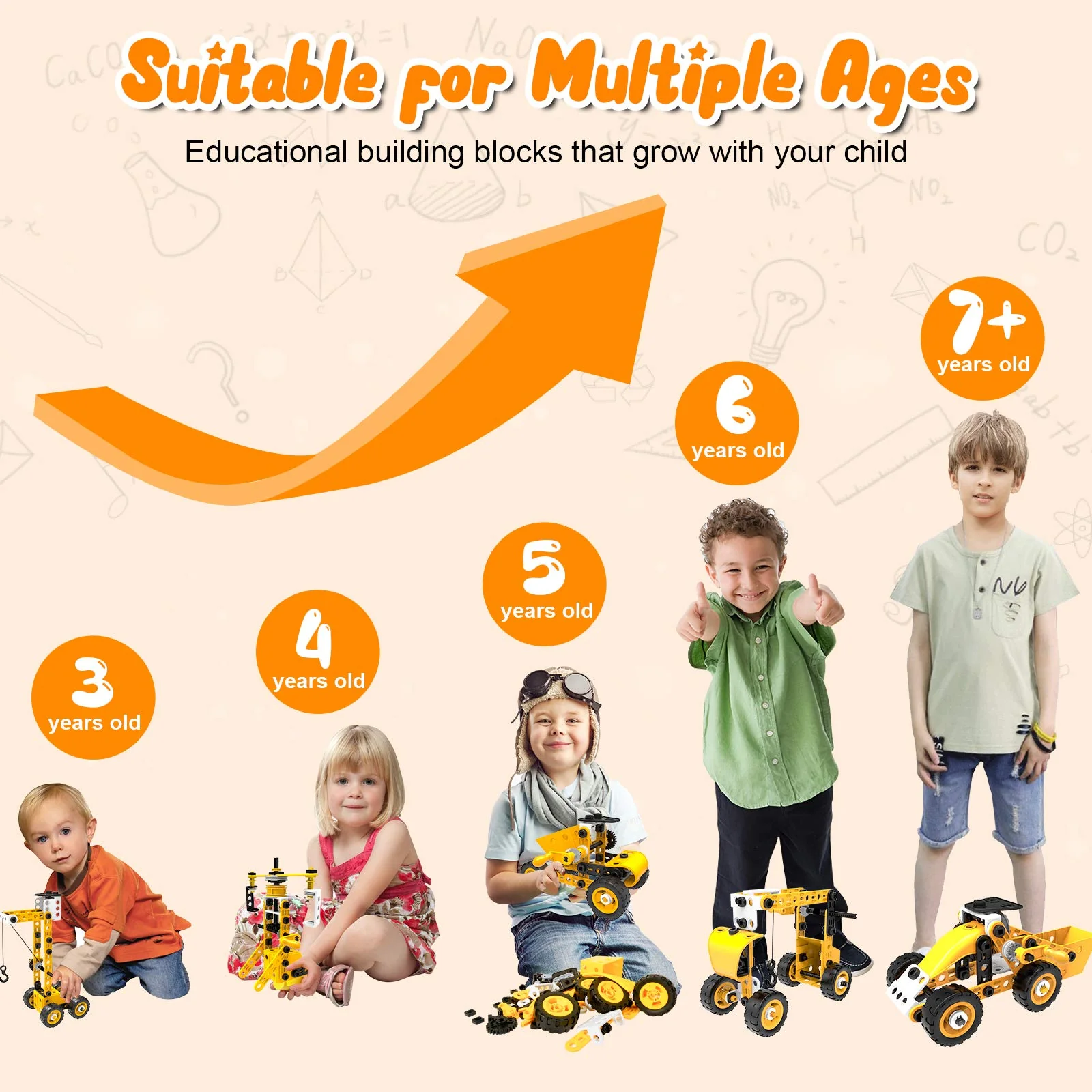 HOMETTER Mint Lernspielzeug | 10-in-1 Ingenieur-Set (108 Teile) für Kinder 3+ | Baufahrzeuge & Kran-Kreativset Jungen/Mädchen - Image 3