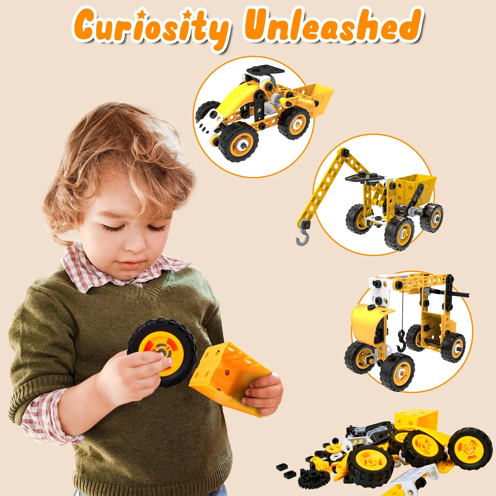 HOMETTER Mint Lernspielzeug | 10-in-1 Ingenieur-Set (108 Teile) für Kinder 3+ | Baufahrzeuge & Kran-Kreativset Jungen/Mädchen - Image 6
