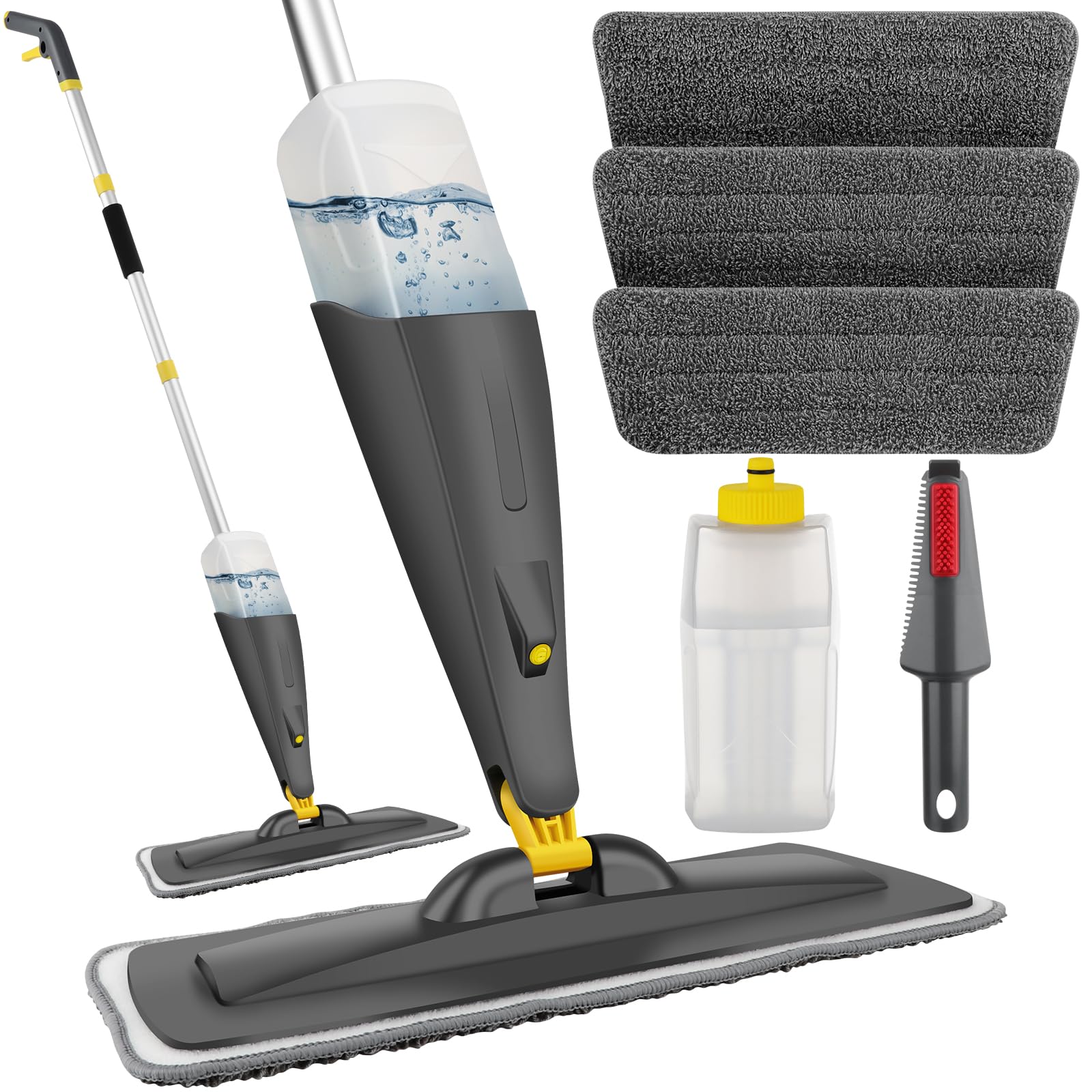 Homgif Bodenwischer mit Sprühfunktion 550ML Sprühwischer, Wischmopp mit Sprühfunktion Spray Mop, Home Küche Wischer Bodenreinigung (Grau und Gelb) - Image 2