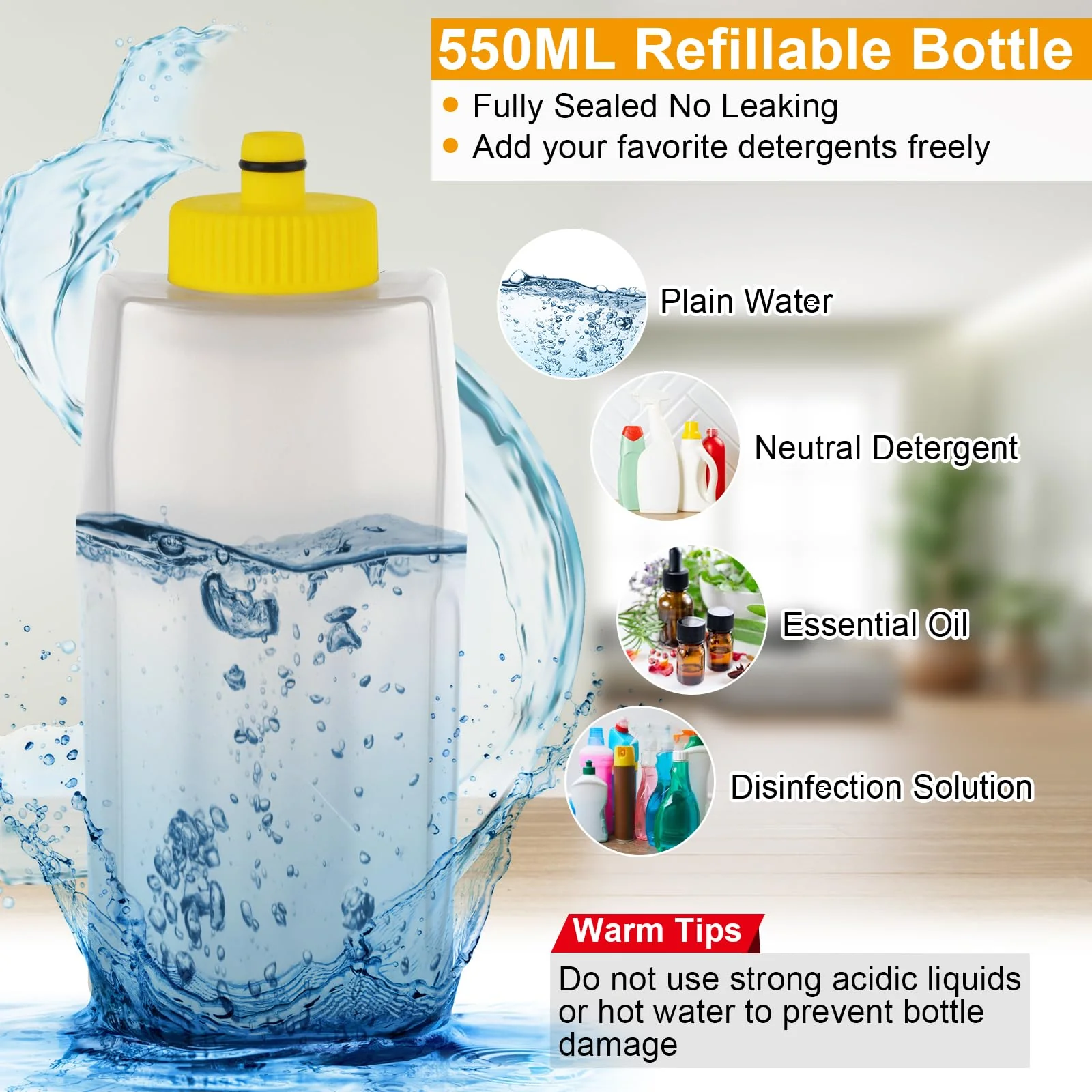 Homgif Bodenwischer mit Sprühfunktion 550ML Sprühwischer, Wischmopp mit Sprühfunktion Spray Mop, Home Küche Wischer Bodenreinigung (Grau und Gelb) - Image 4