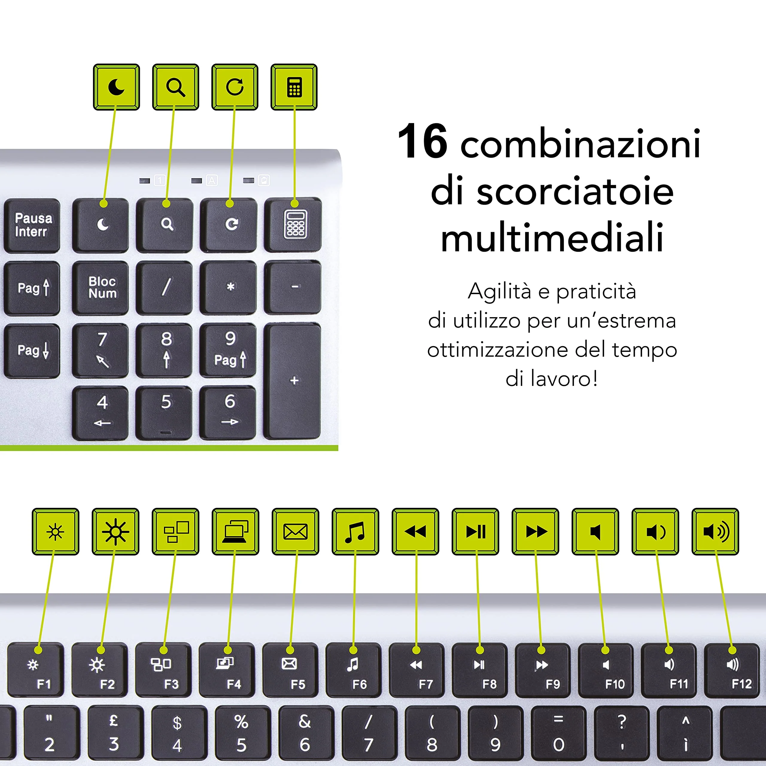 HomiTech Kabelloses Tastatur- und Maus-Set mit integriertem wiederaufladbarem Akku, kabellos, für Computer, PC, Tablet, kompatibel mit Windows Android Mac 16 Multimedia-Tasten, hohe Präzision, leise, - Image 4