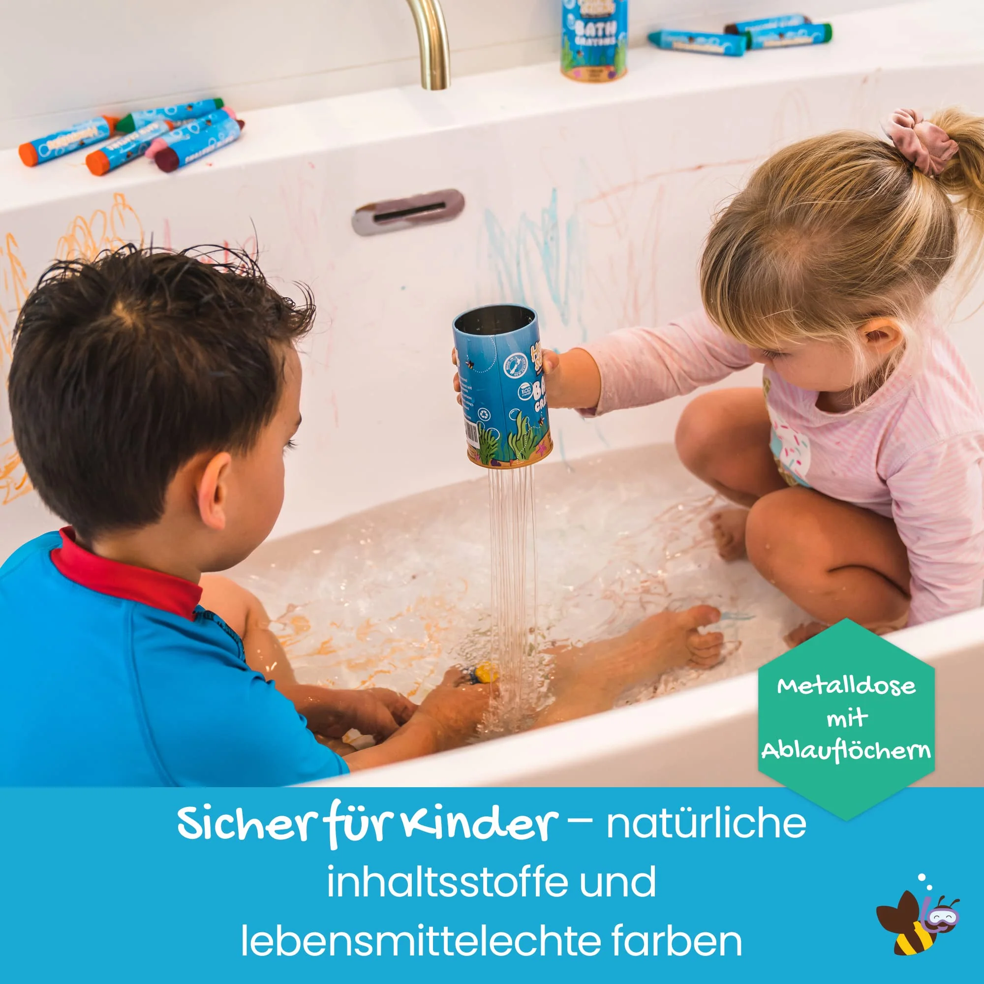 Honeysticks Badestifte für Kleinkinder & Kinder - handgefertigt aus natürlichem Bienenwachs für ungiftigen Spaß in der Badewanne - parfümfrei, Nicht reizendes Badespielzeug-leuchtende Farben-7er Pack - Image 6