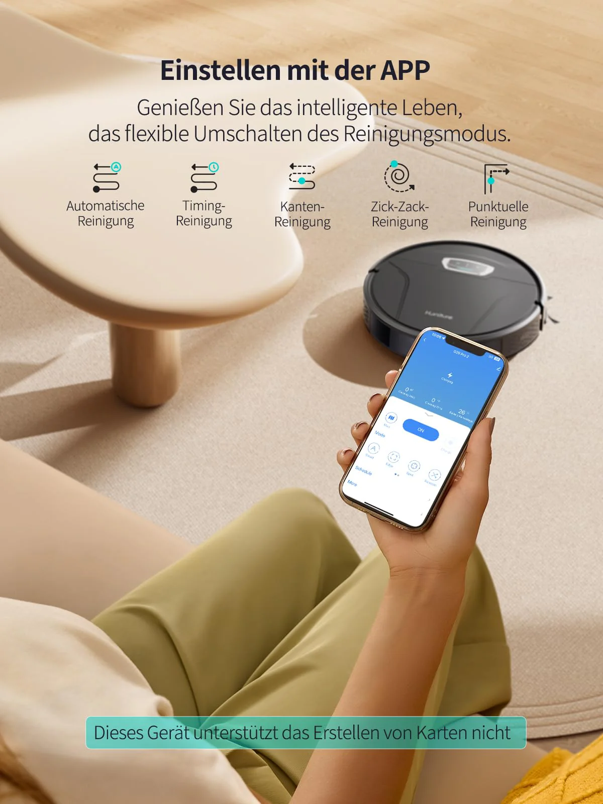 HONITURE Saugroboter mit Wischfunktion,G20 Pro Staubsauger Roboter mit 4500Pa Starke Saugkraft,7,6 cm Roboterstaubsauger mit APP Steuerung 180 Min Laufzeit,Ideal für Tierhaare,Teppiche und Hartböden - Image 4
