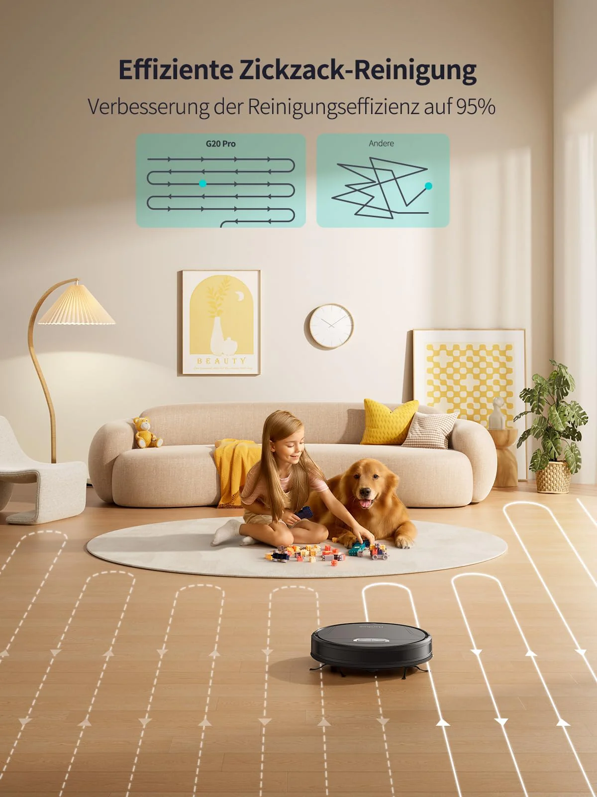 HONITURE Saugroboter mit Wischfunktion,G20 Pro Staubsauger Roboter mit 4500Pa Starke Saugkraft,7,6 cm Roboterstaubsauger mit APP Steuerung 180 Min Laufzeit,Ideal für Tierhaare,Teppiche und Hartböden - Image 5