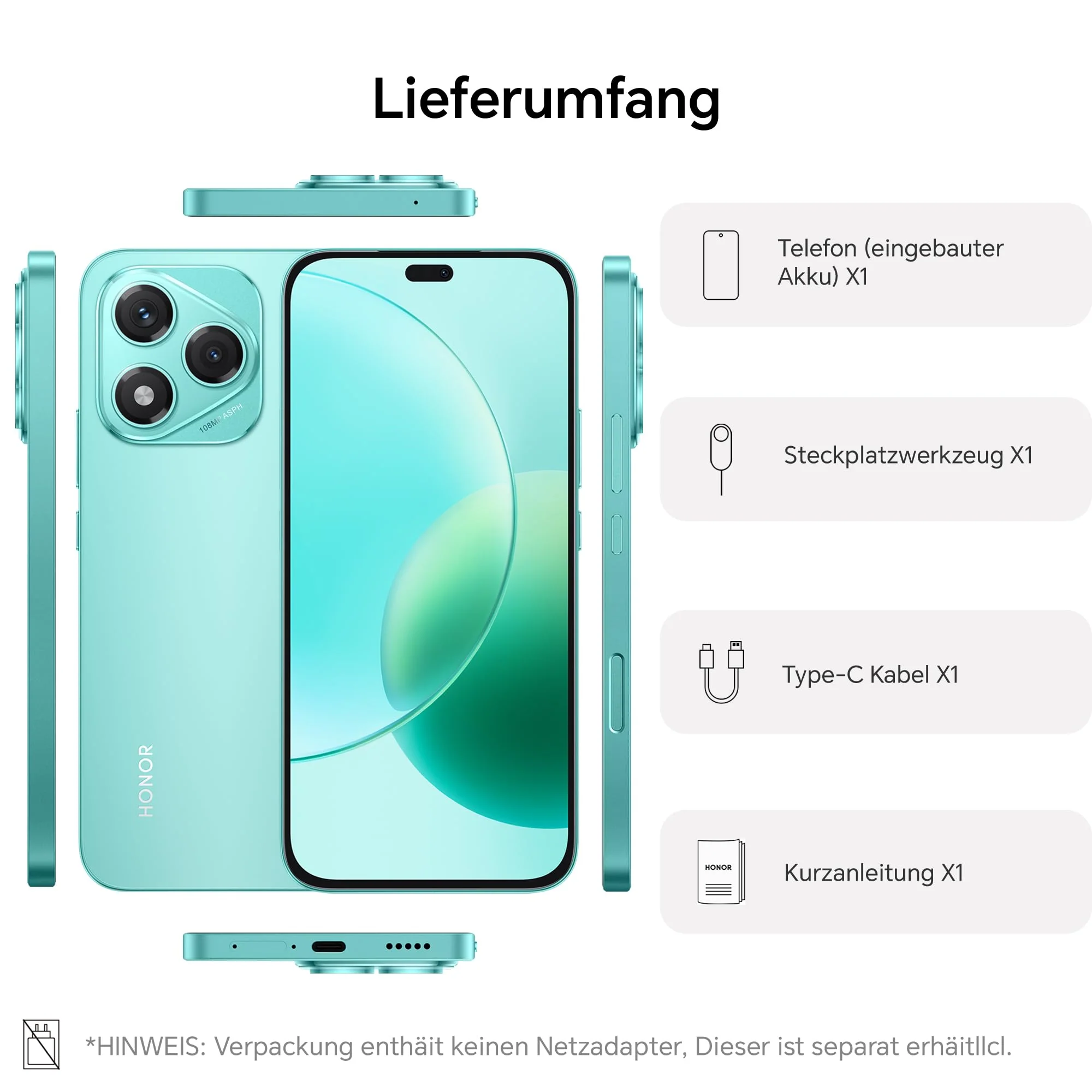 HONOR 400 Lite Smartphone 5G, 256GB/8GB RAM, Simlockfrei Android-Handy ohne Vertrag (108MP mit AI-Kamerataste, 6,7 Zoll Display, 5230mAh, Android 15, Dual SIM, NFC), Mars Green - Image 5