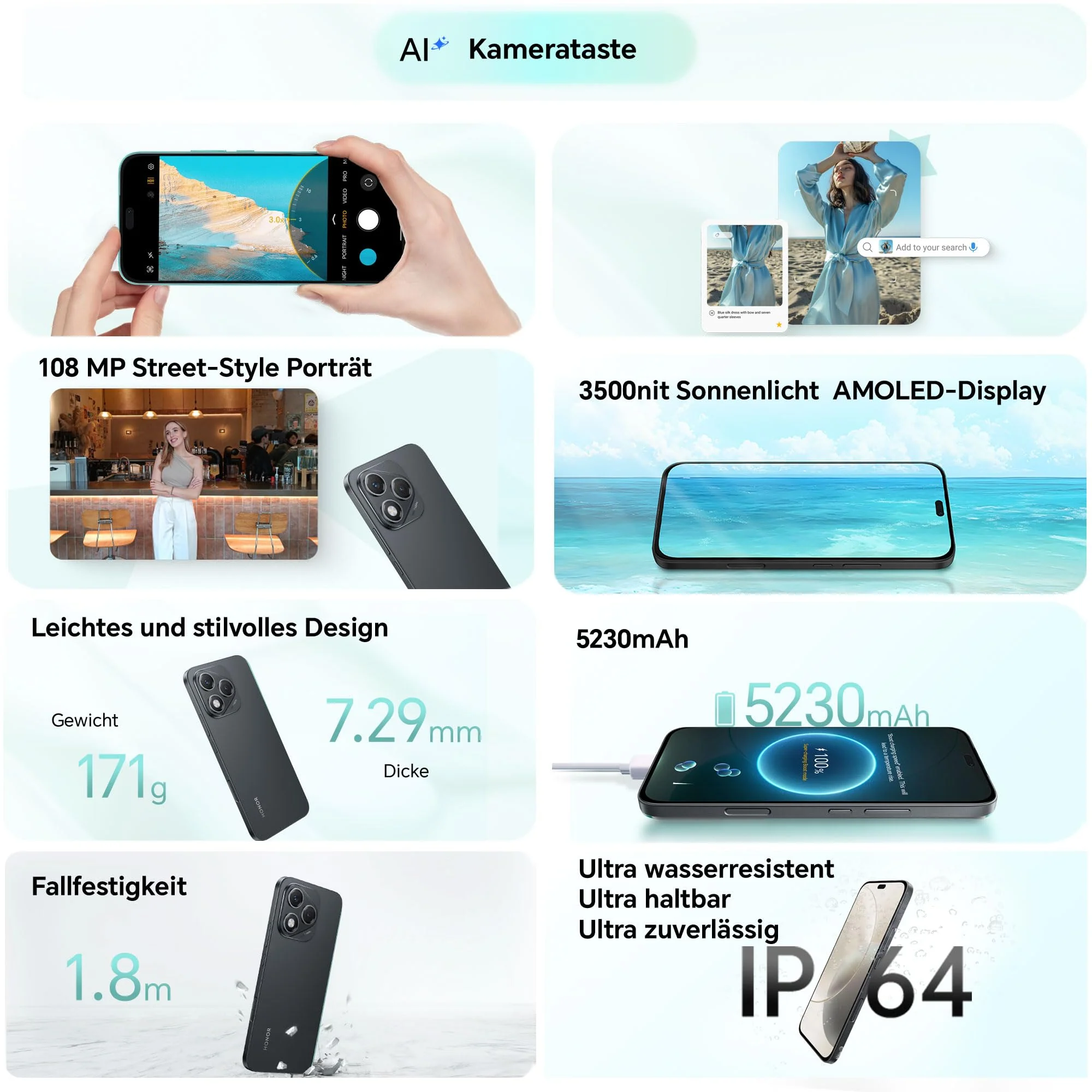 HONOR 400 Lite Smartphone 5G Dual SIM NFC, 256GB/8GB RAM, Simlockfrei Android-Handy ohne Vertrag (108MP mit AI-Kamerataste, 6,7 Zoll Display, 5230mAh, Android 15) Velvet Black - Image 12